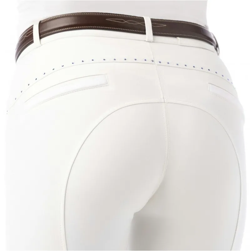 Damen Reithose Silikon Kniebesatz SAFIR weiß/blau