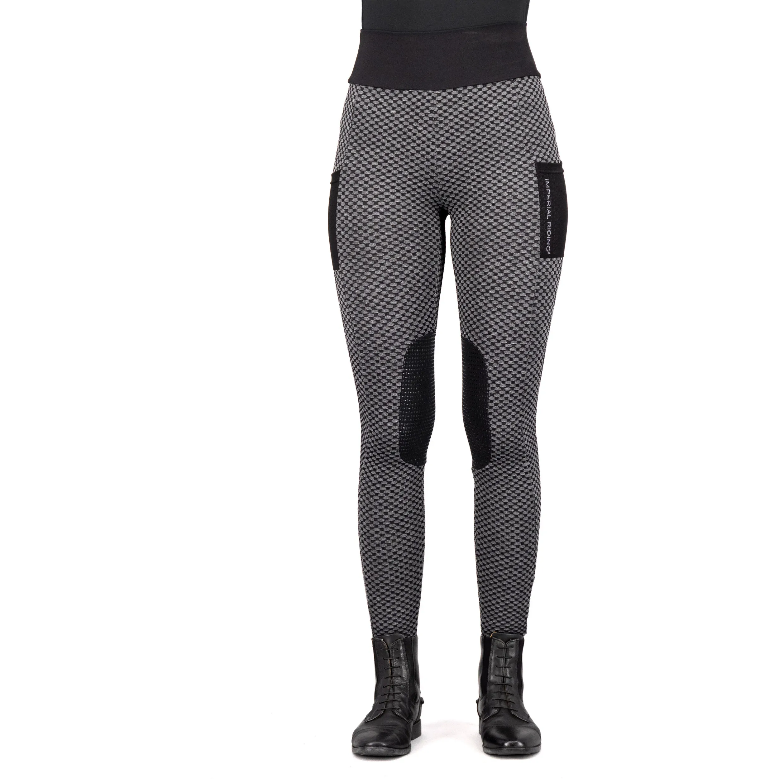 Damen Reitleggings Silikon Kniebesatz IRHDiamond Bubble schwarz
