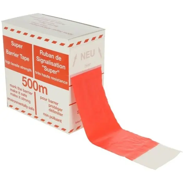 Folien Absperrband geblockt Abrollbox rot/weiß