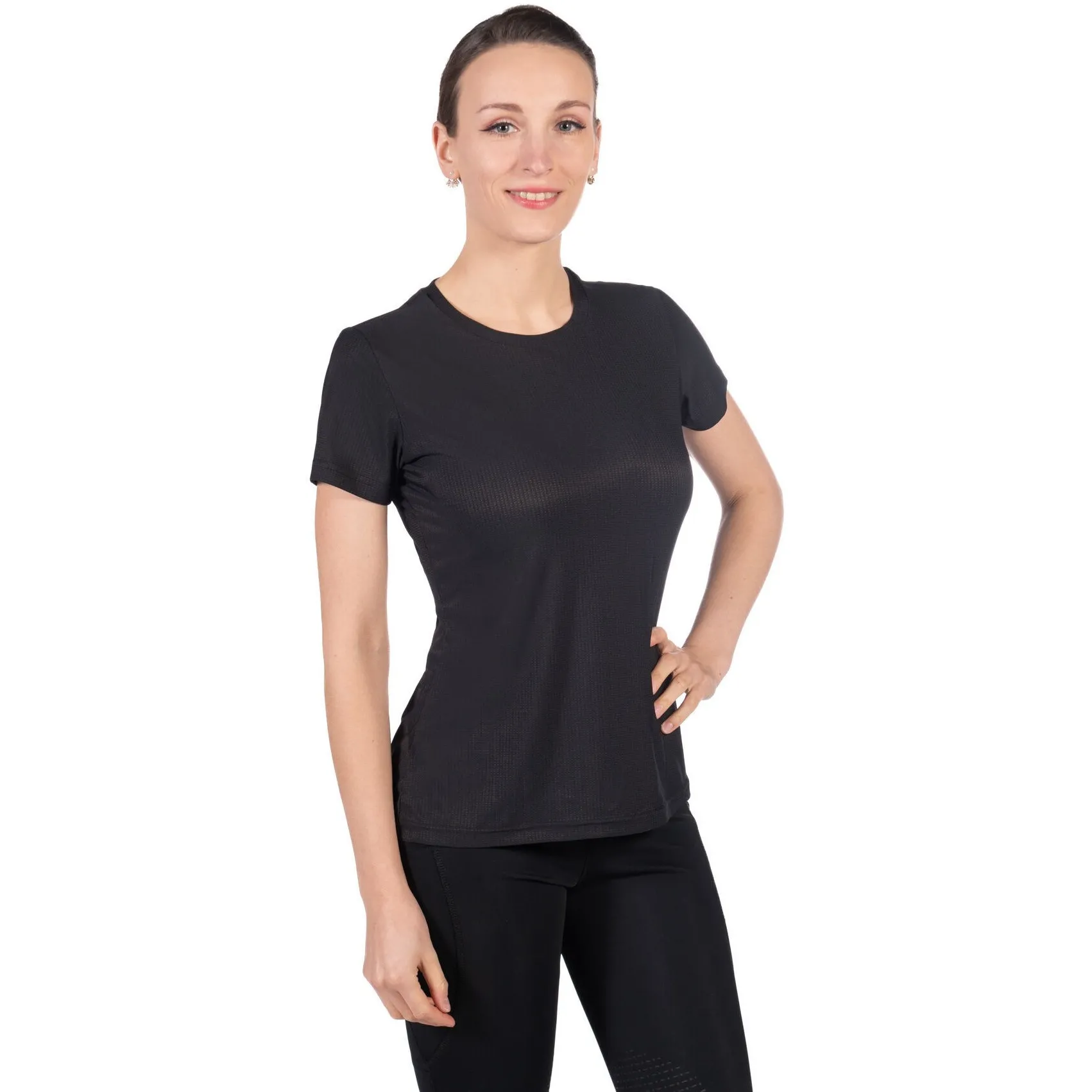 Damen T-Shirt SPORTY MESH schwarz