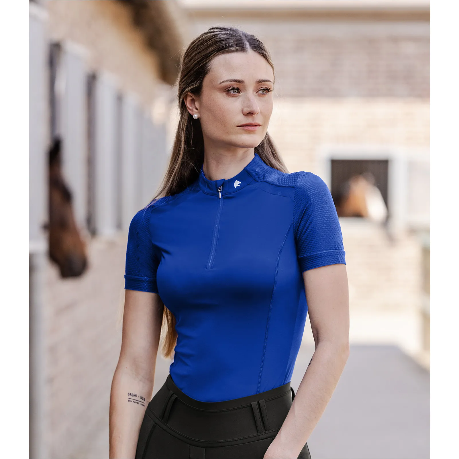 Damen Funktions-Zip-Shirt NANCY mit Mesheinsätzen saphirblau