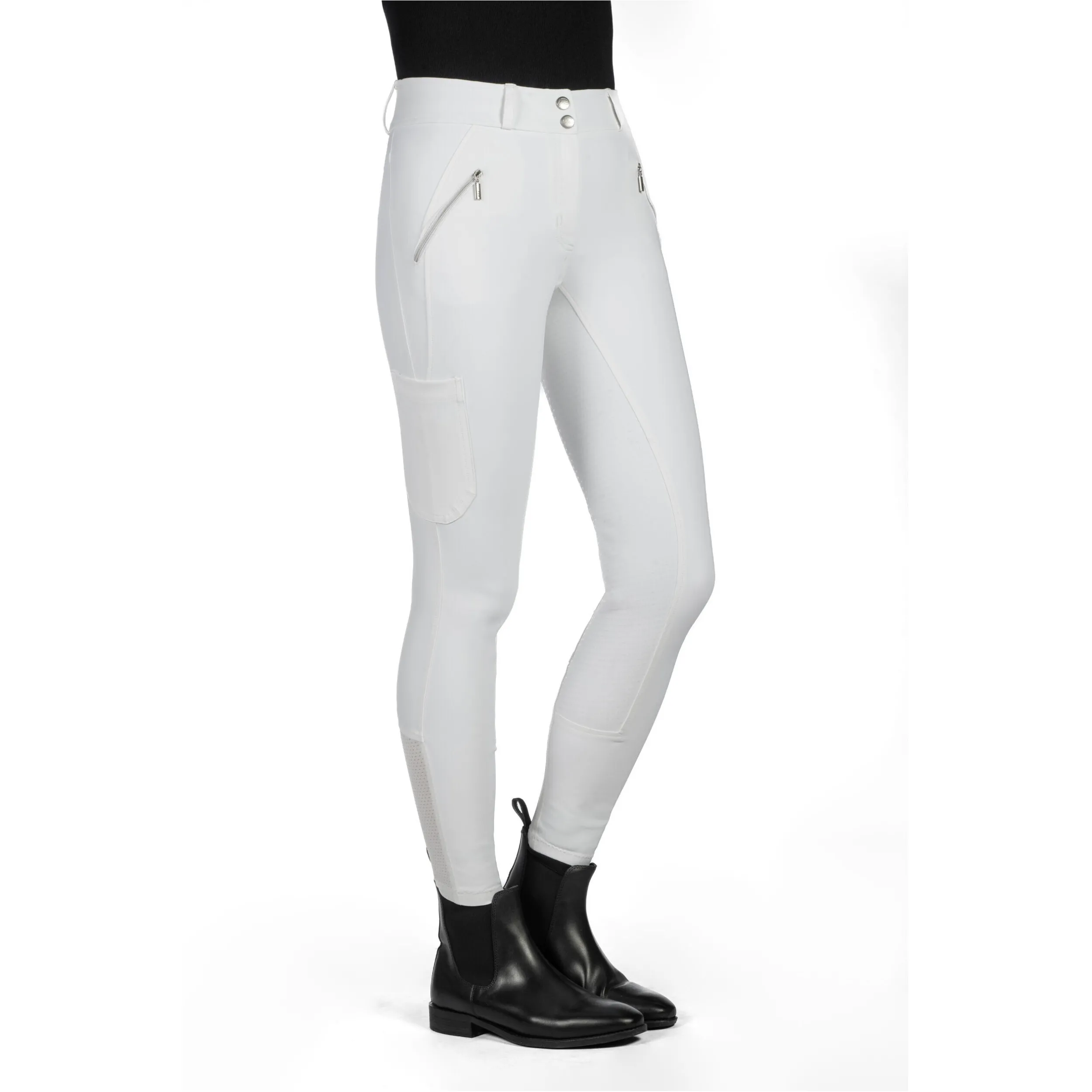 Kinder Reithose Silikon Vollbesatz LIA HIGH WAIST weiß