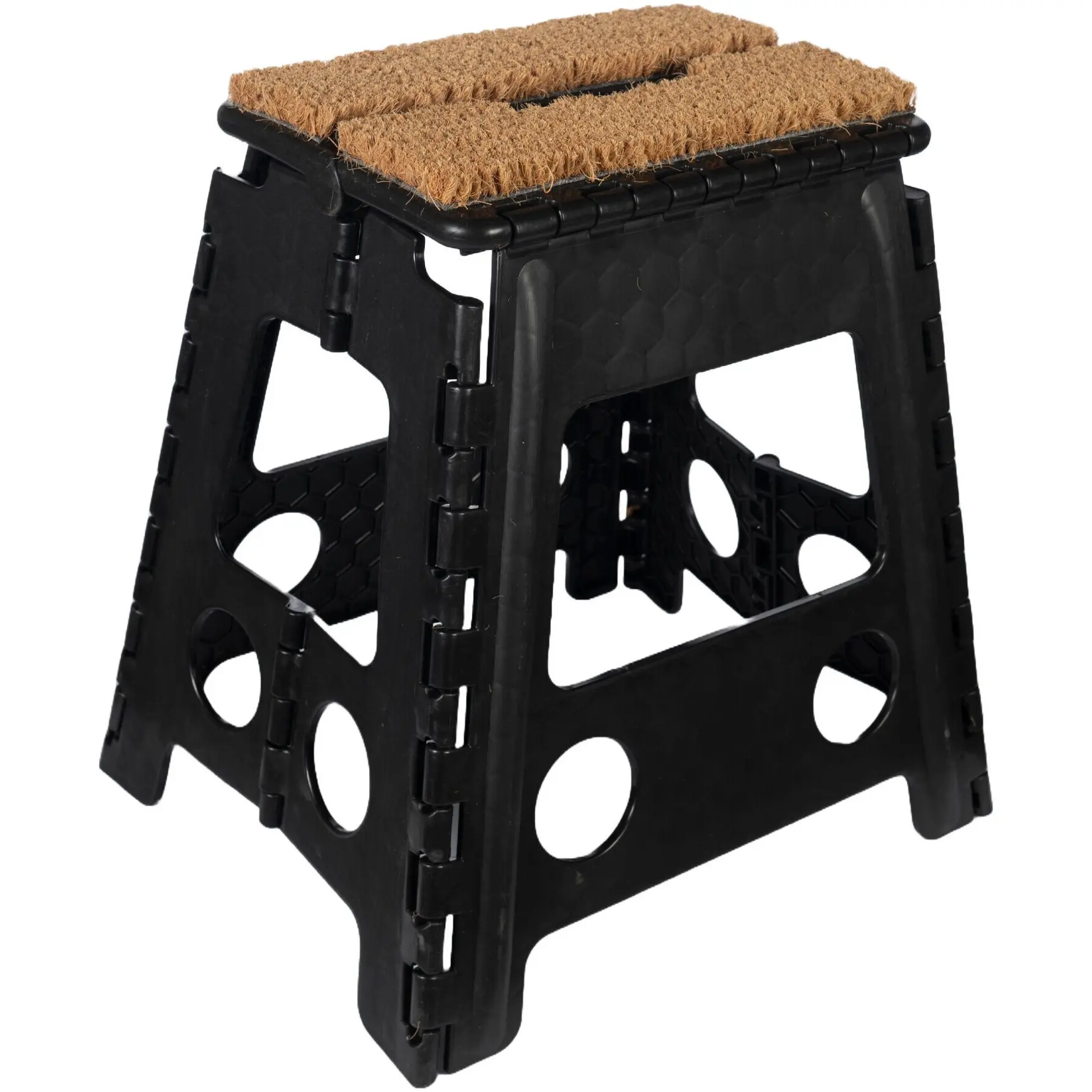 Klapphocker mit Fußmatte schwarz