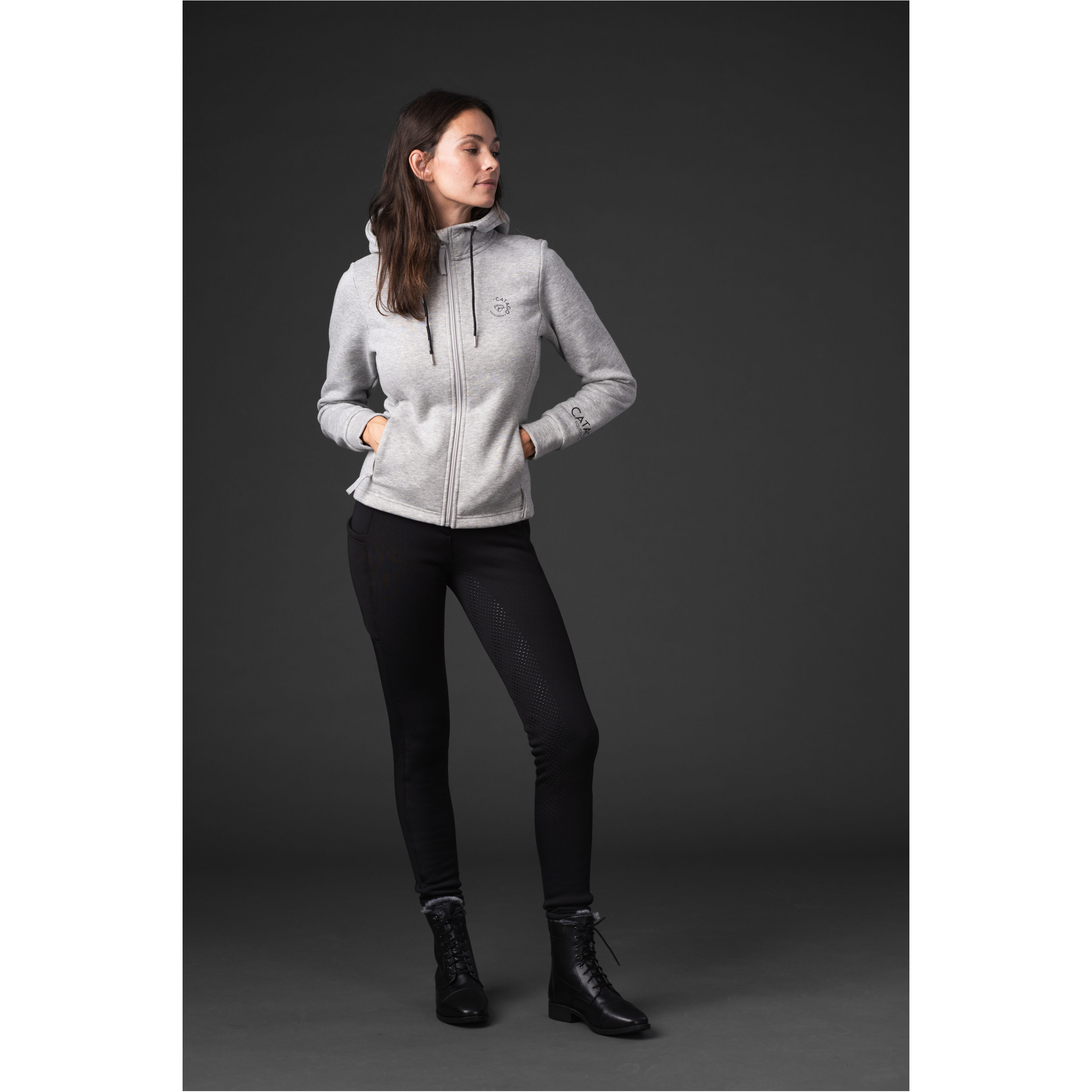 Winter Damen Reitleggings Silikon Vollbesatz PANOLA Teddy schwarz