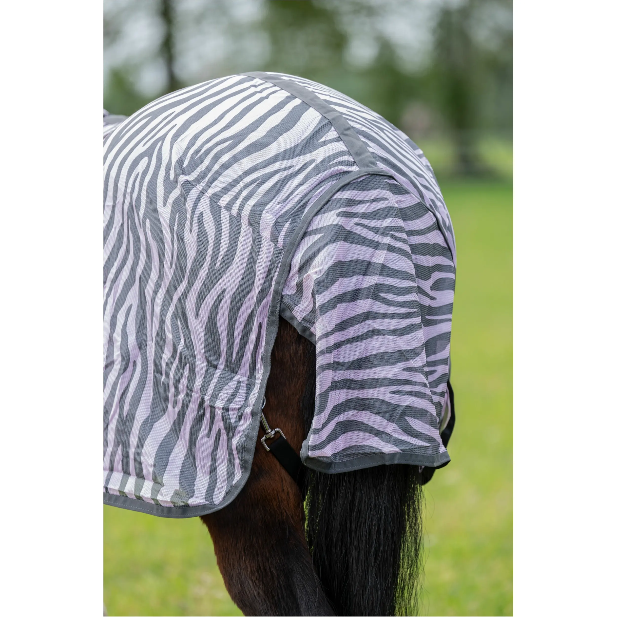 Fliegendecke mit Halsteil ZEBRA rosa/grau