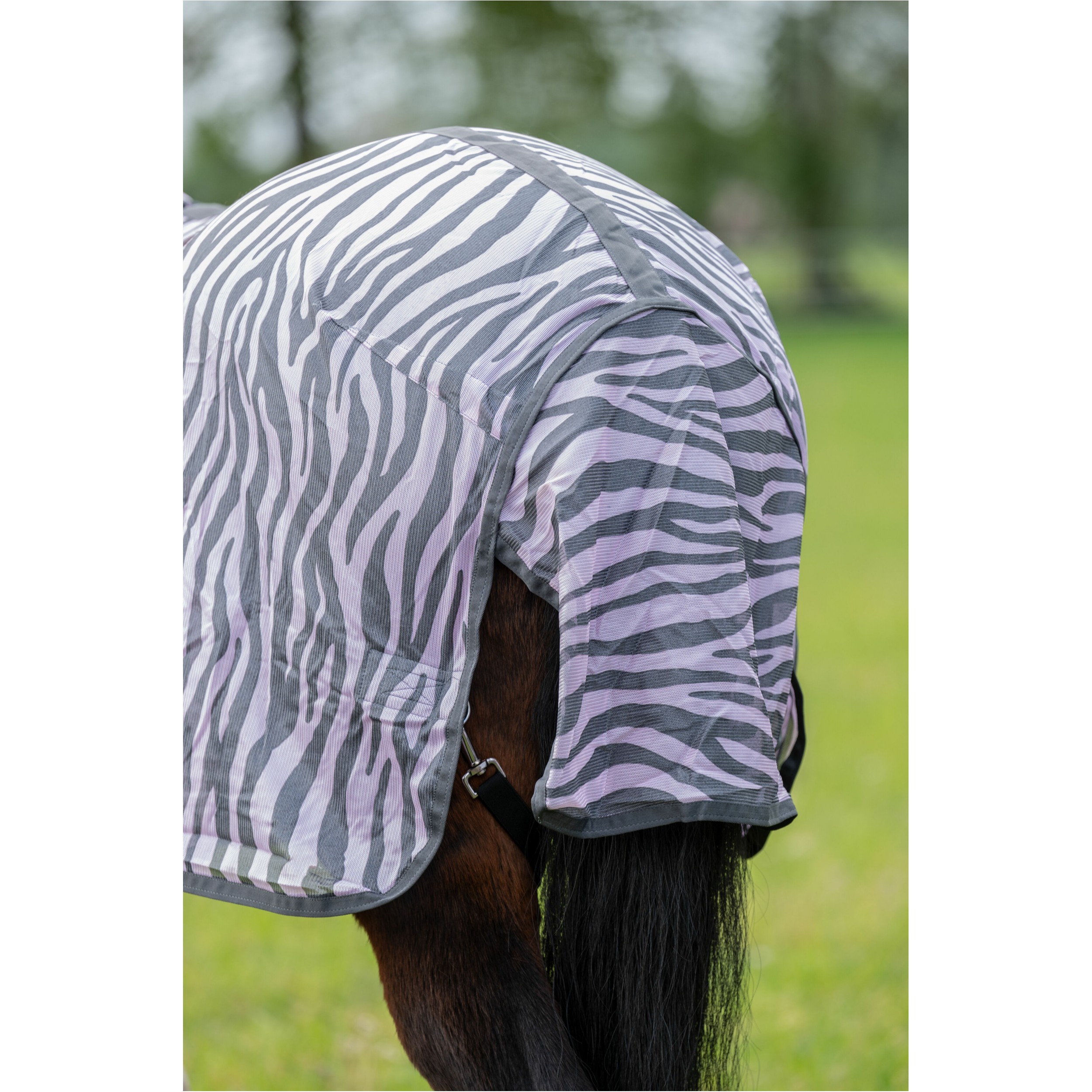 Fliegendecke mit Halsteil ZEBRA rosa/grau