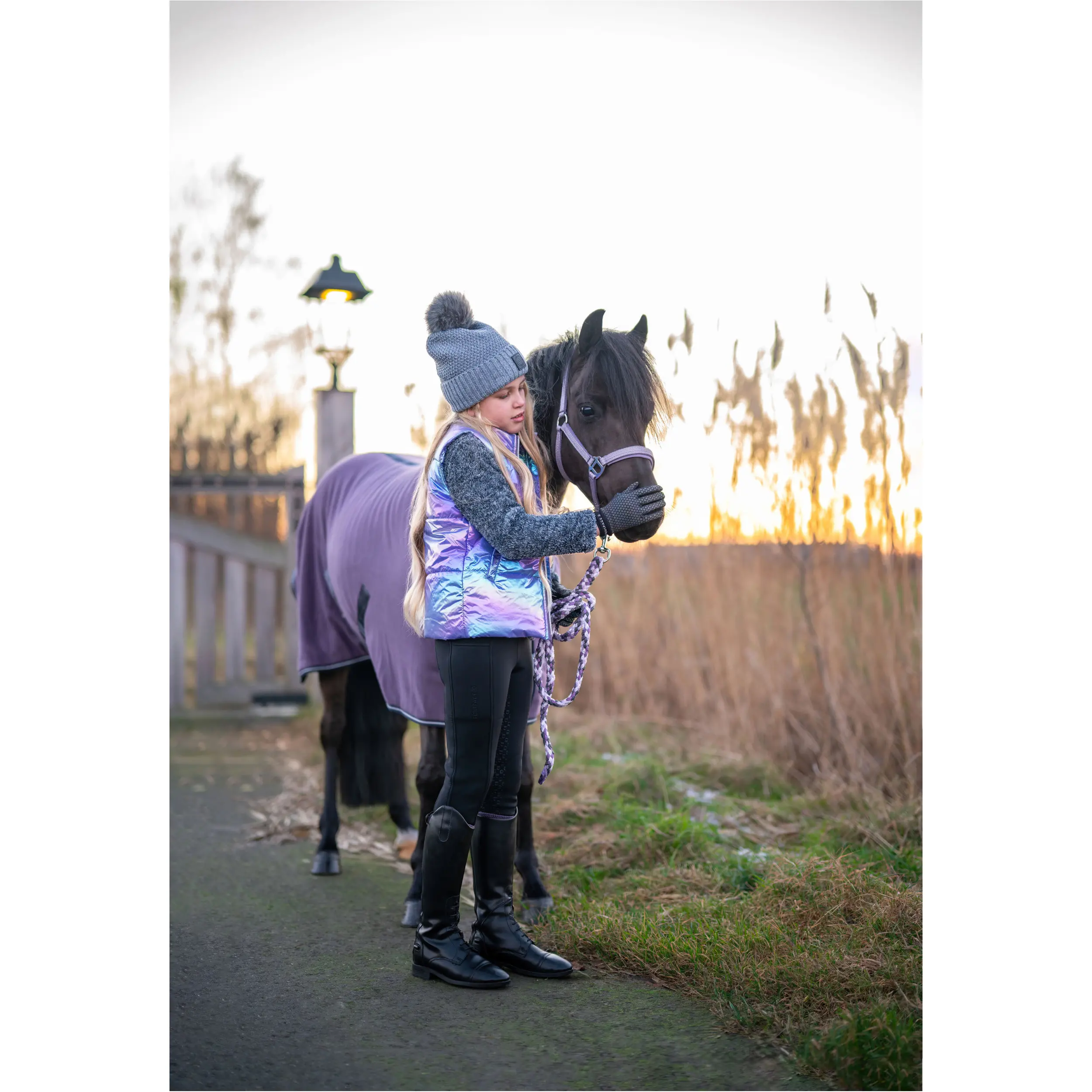 Kinder Reithandschuhe reflektierend SALINE schwarz