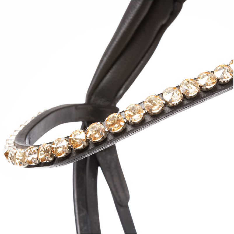 Trensenzaum mit schwedischen Reithalfter FORTUNA schwarz lack/weiß