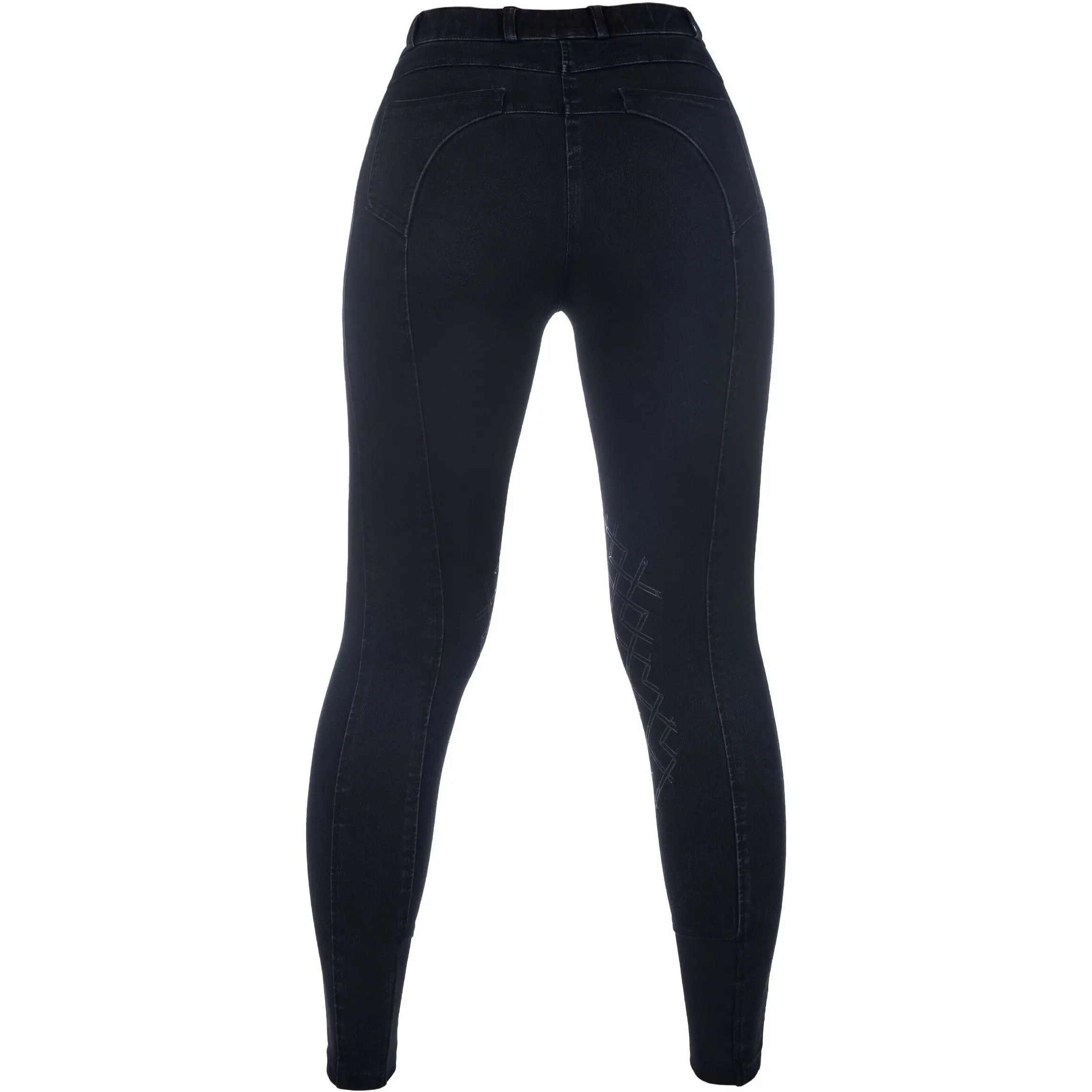 Damen Reithose Silikon Kniebesatz HARBOUR ISLAND DENIM schwarz