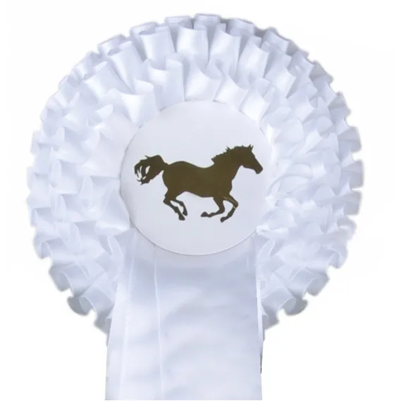 Turnierschleife Dreifachrosette weiß/weiß