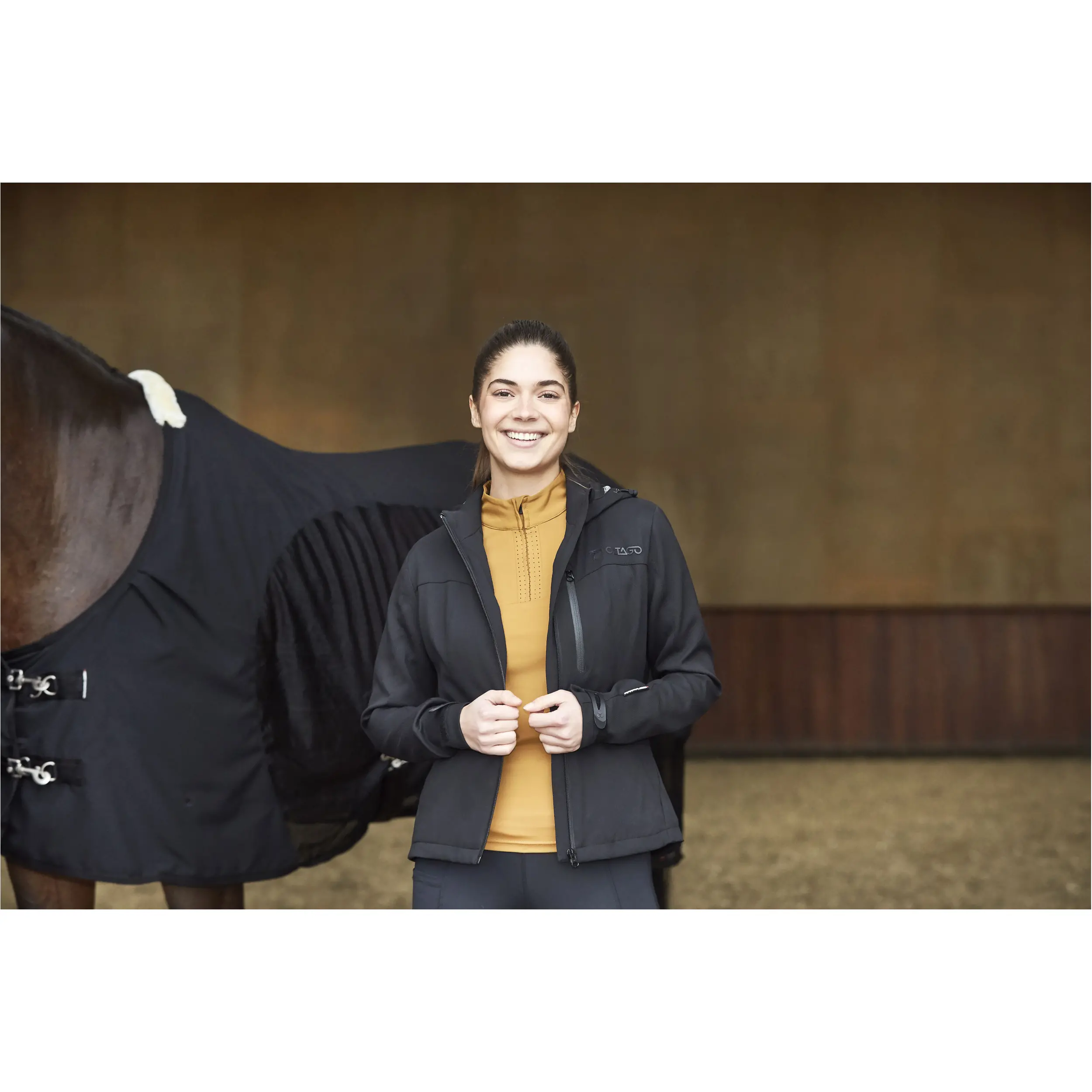 Damen Reitjacke kurz HYBRID schwarz