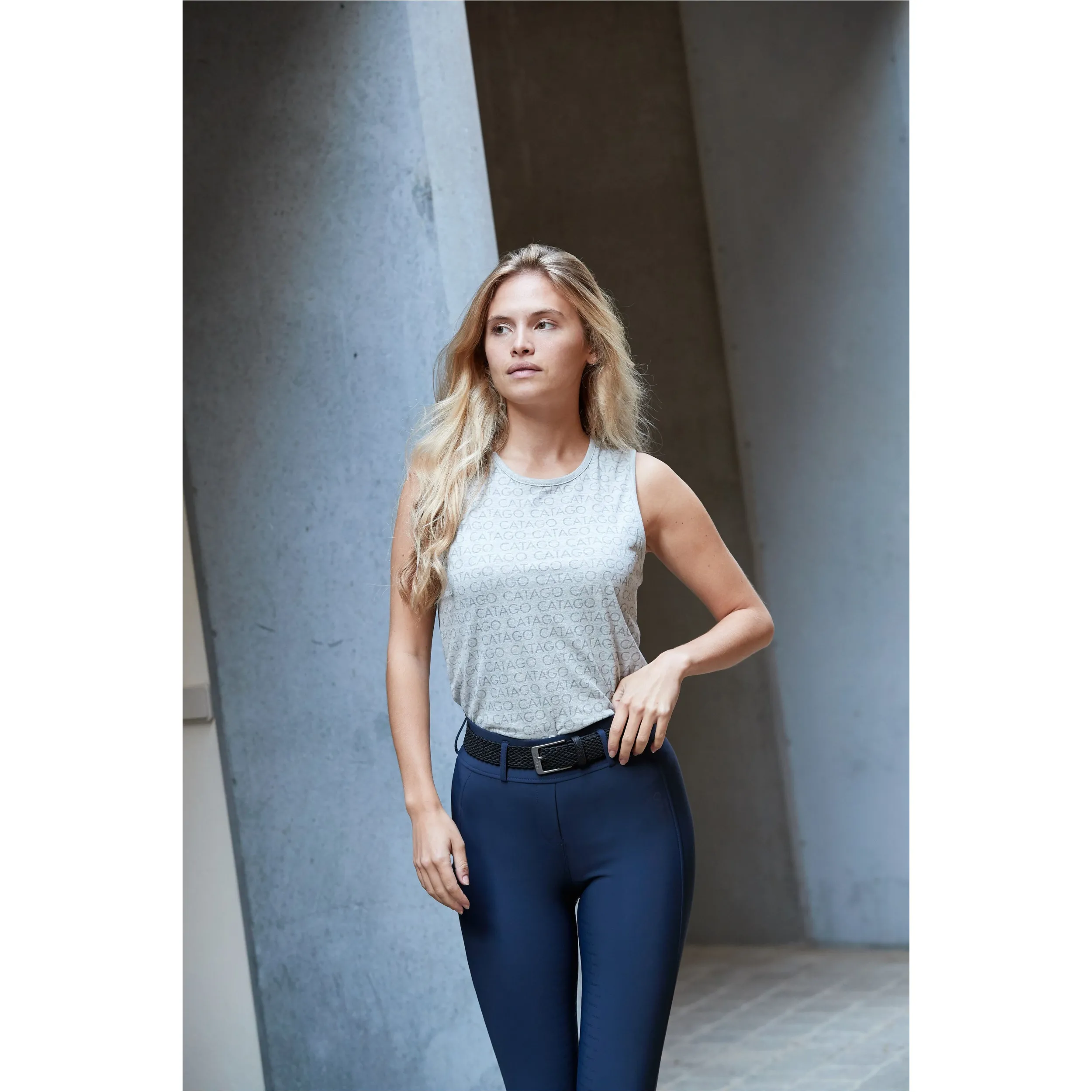 Damen Reitleggings Silikon Vollbesatz RIVER F/G mit Gürtelschlaufen navy