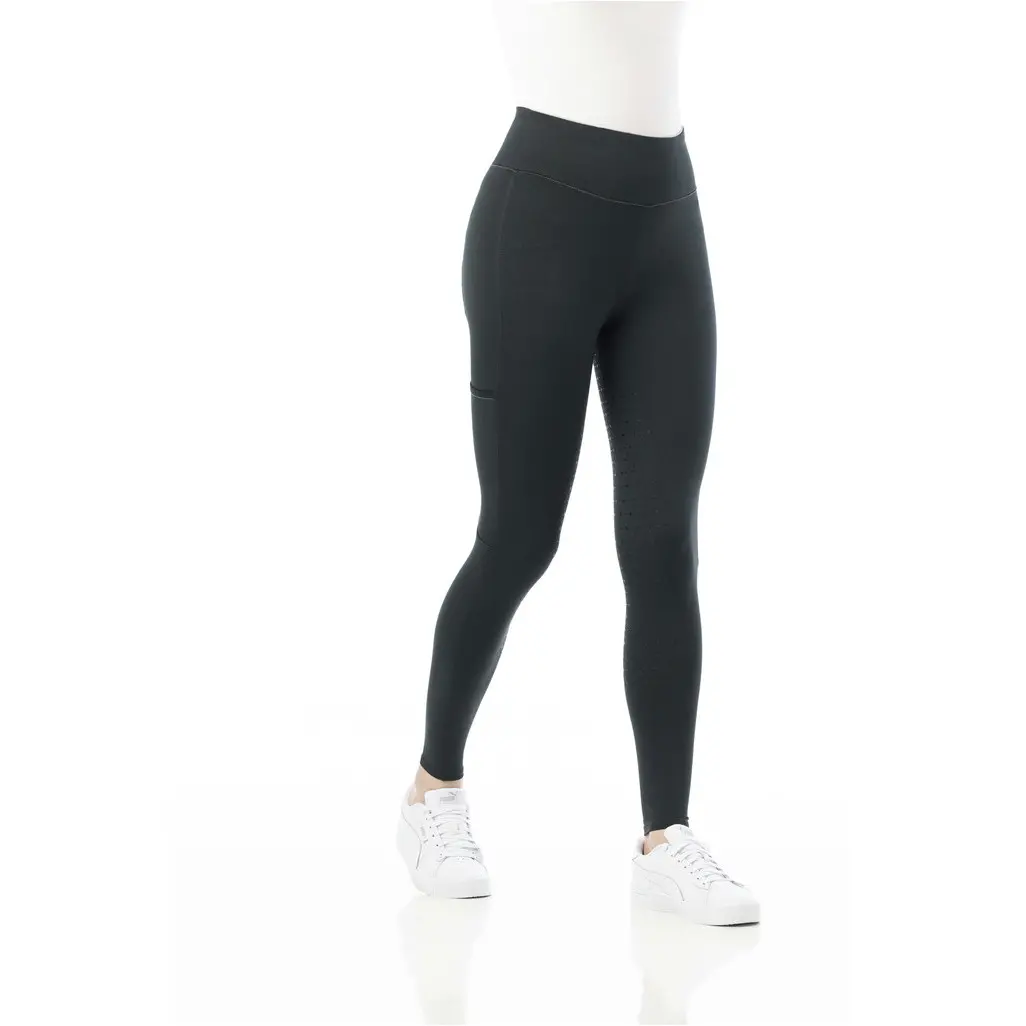 Damen Reitleggings Silikon Vollbesatz LYLY grün/grau