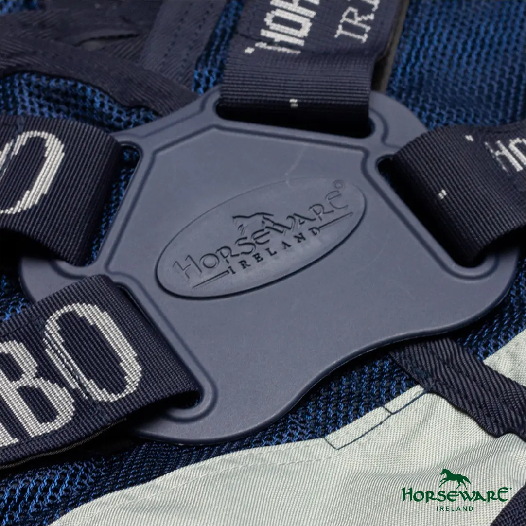 Sommer Weidedecke mit Halsteil (abnehmbar) + 100g Liner RAMBO Summer Series Disk Front navy/grey