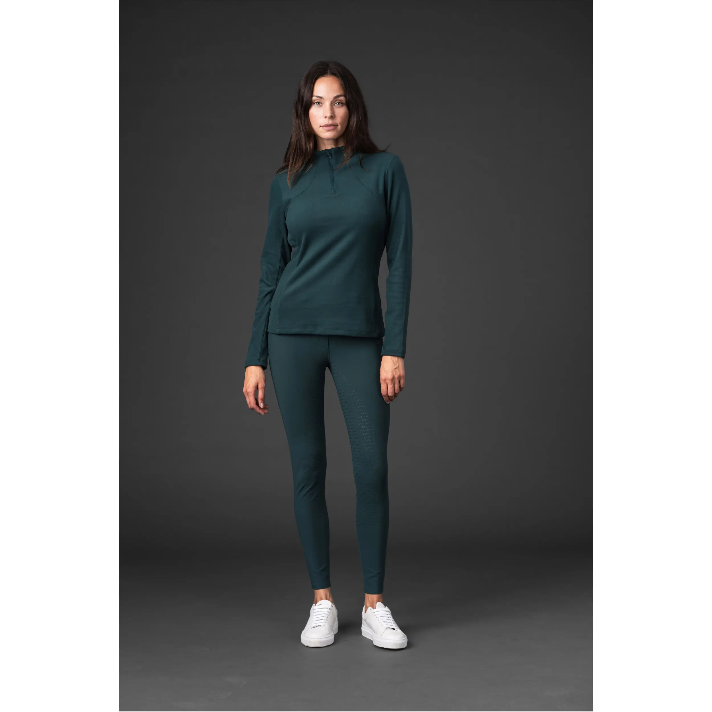 Damen Reitshirt Langarm VIOLETTA half-zip ponderosa pine