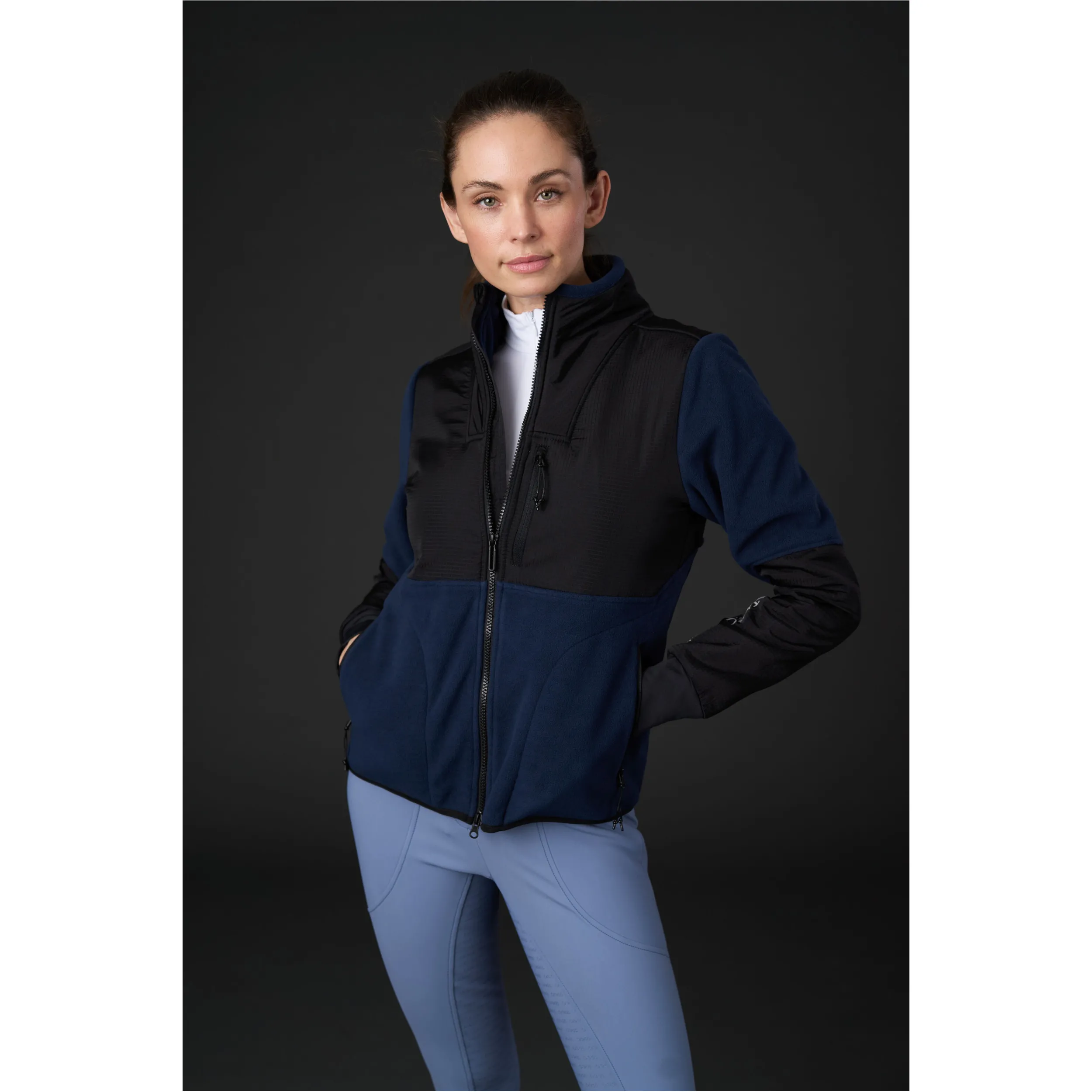 Damen Fleecereitjacke NORMA ZIP navy