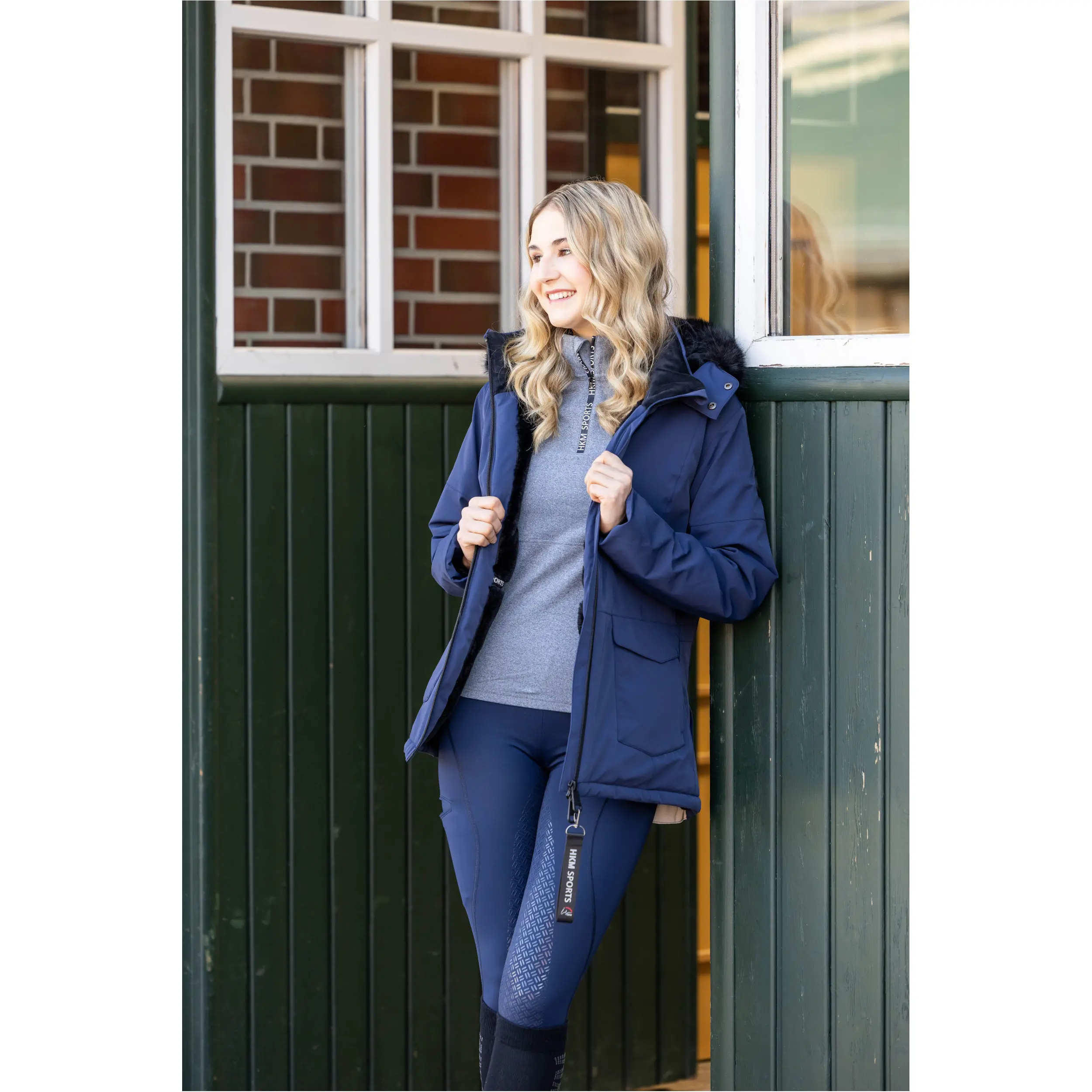 Winter Damen Reitleggings Silikon Vollbesatz RIO dunkelblau