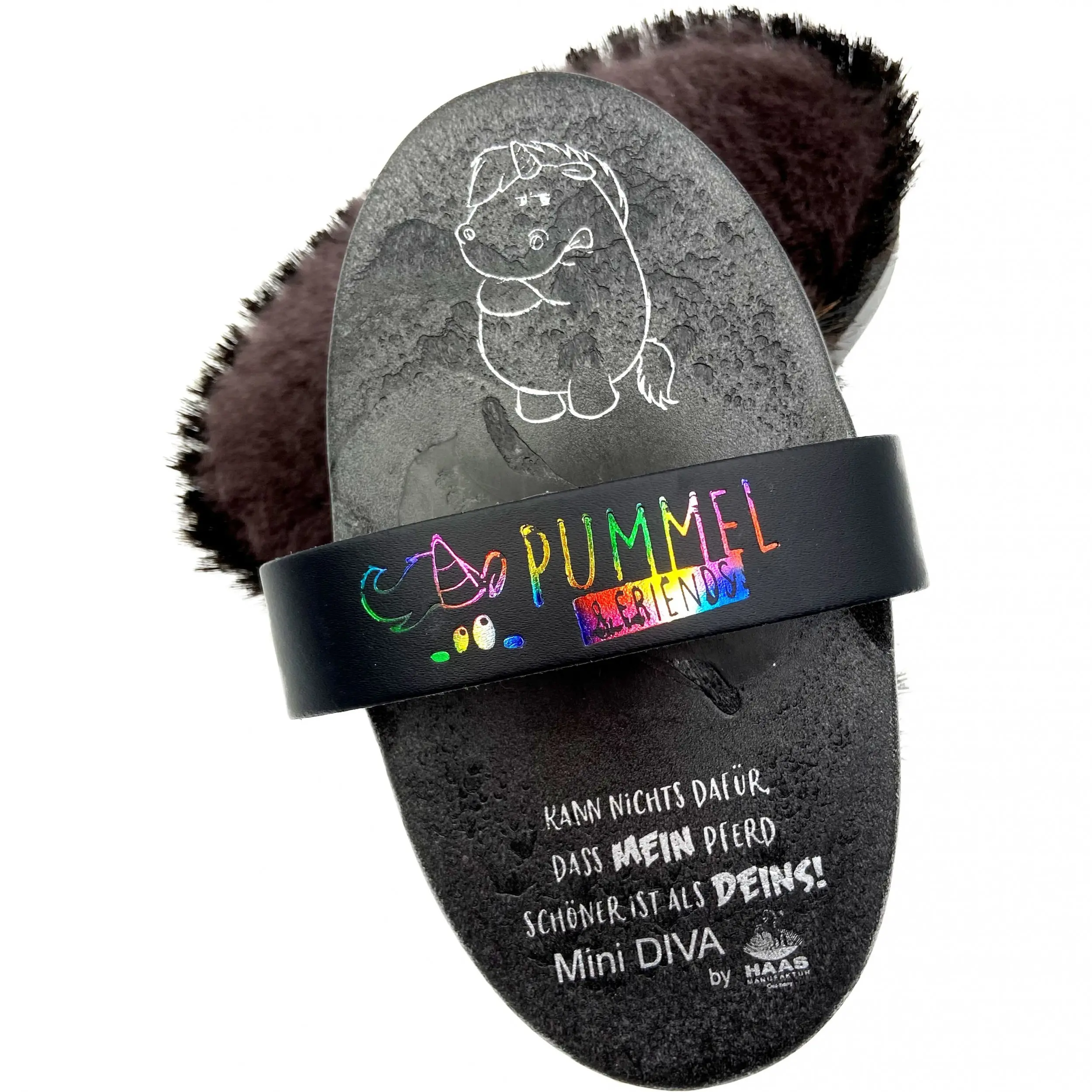 Lammfellbürste Grummeleinhorn MINI DIVA schwarz