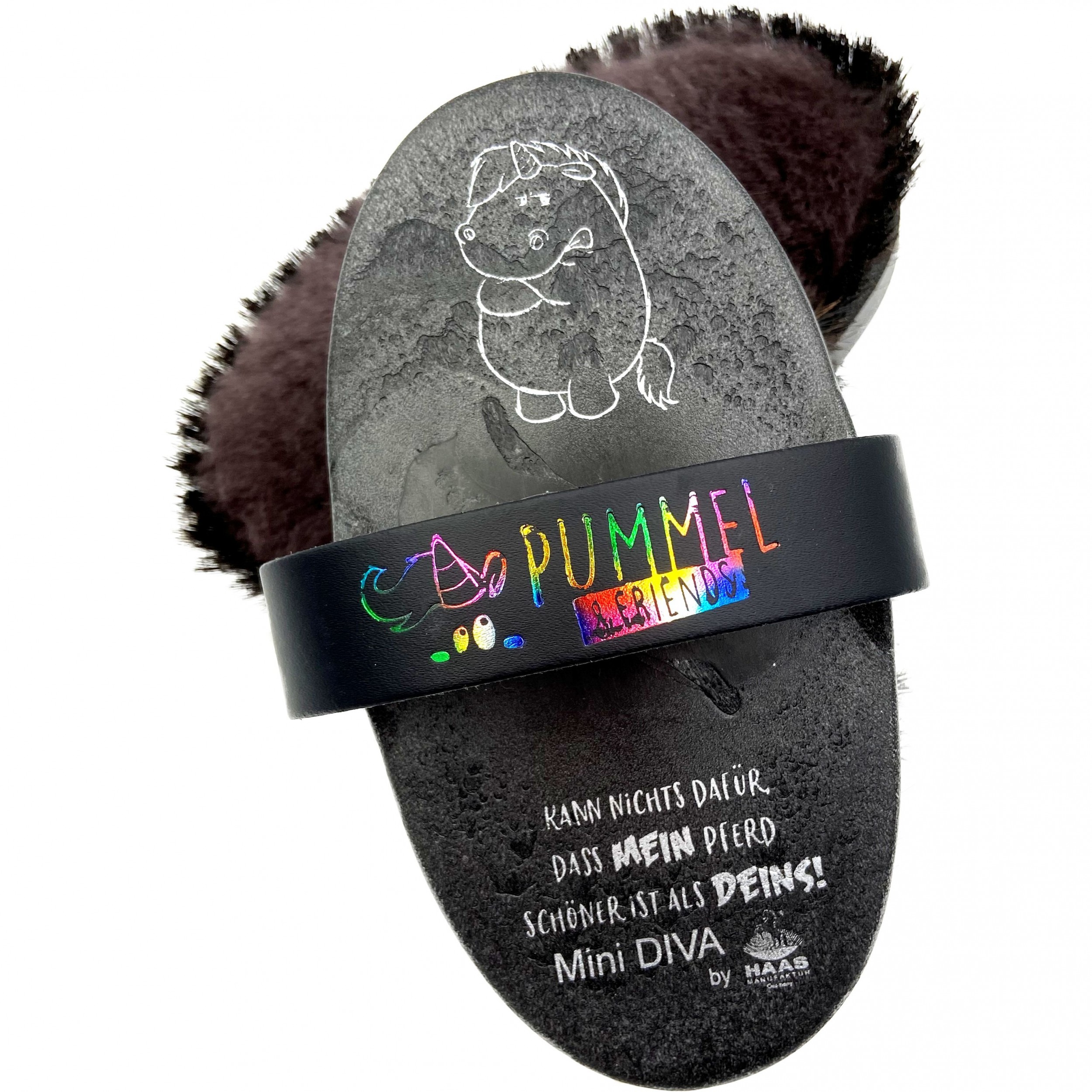 Lammfellbürste Grummeleinhorn MINI DIVA schwarz