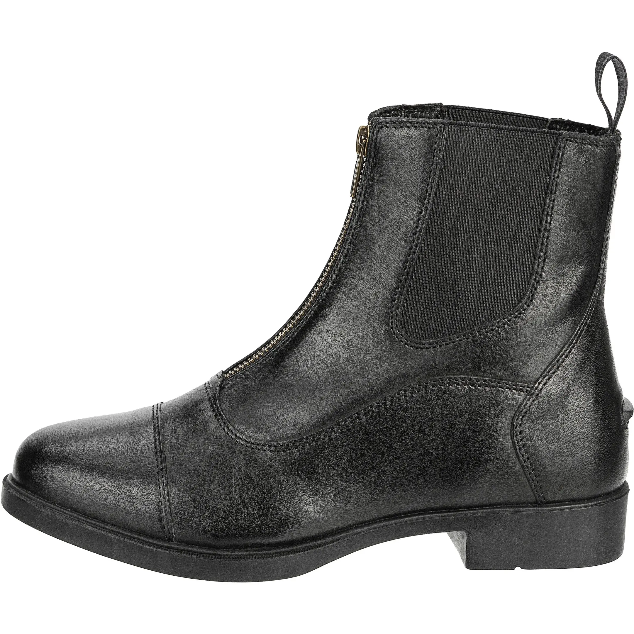 Reitstiefeletten Frontzip Echtleder schwarz