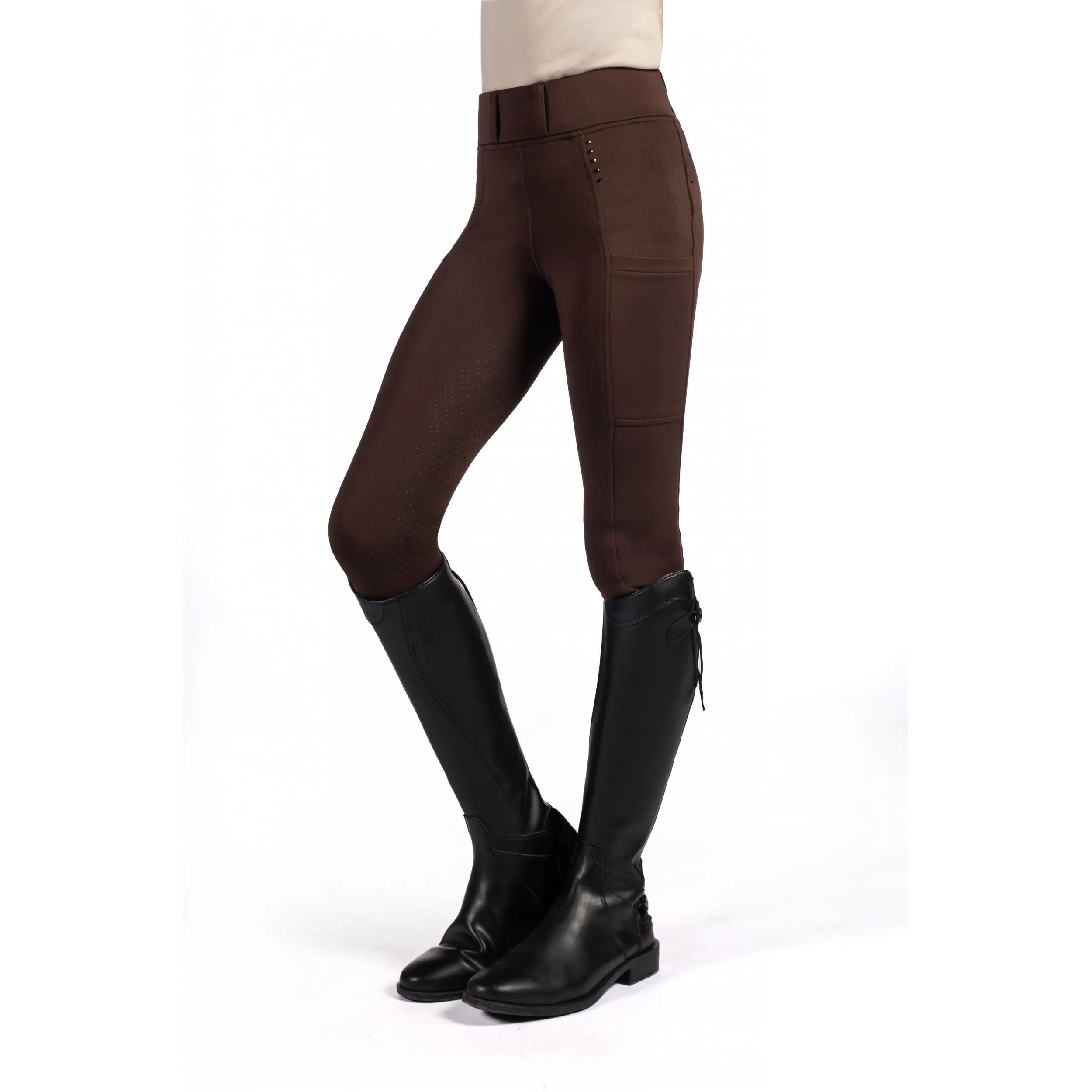 Kinder Reitleggings Silikon Vollbesatz LANA II STYLE dunkelbraun