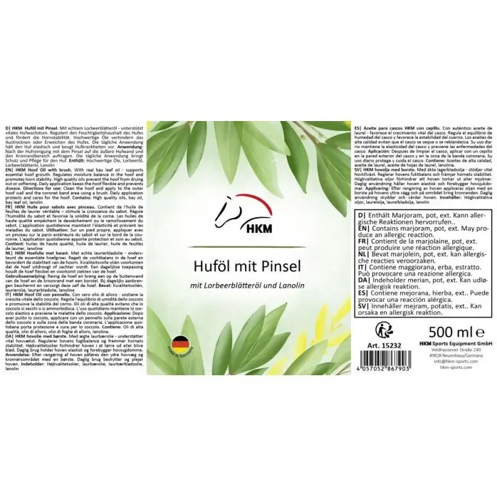 Huföl mit Pinsel mit Lorbeerblätteröl und Lanolin 500ml