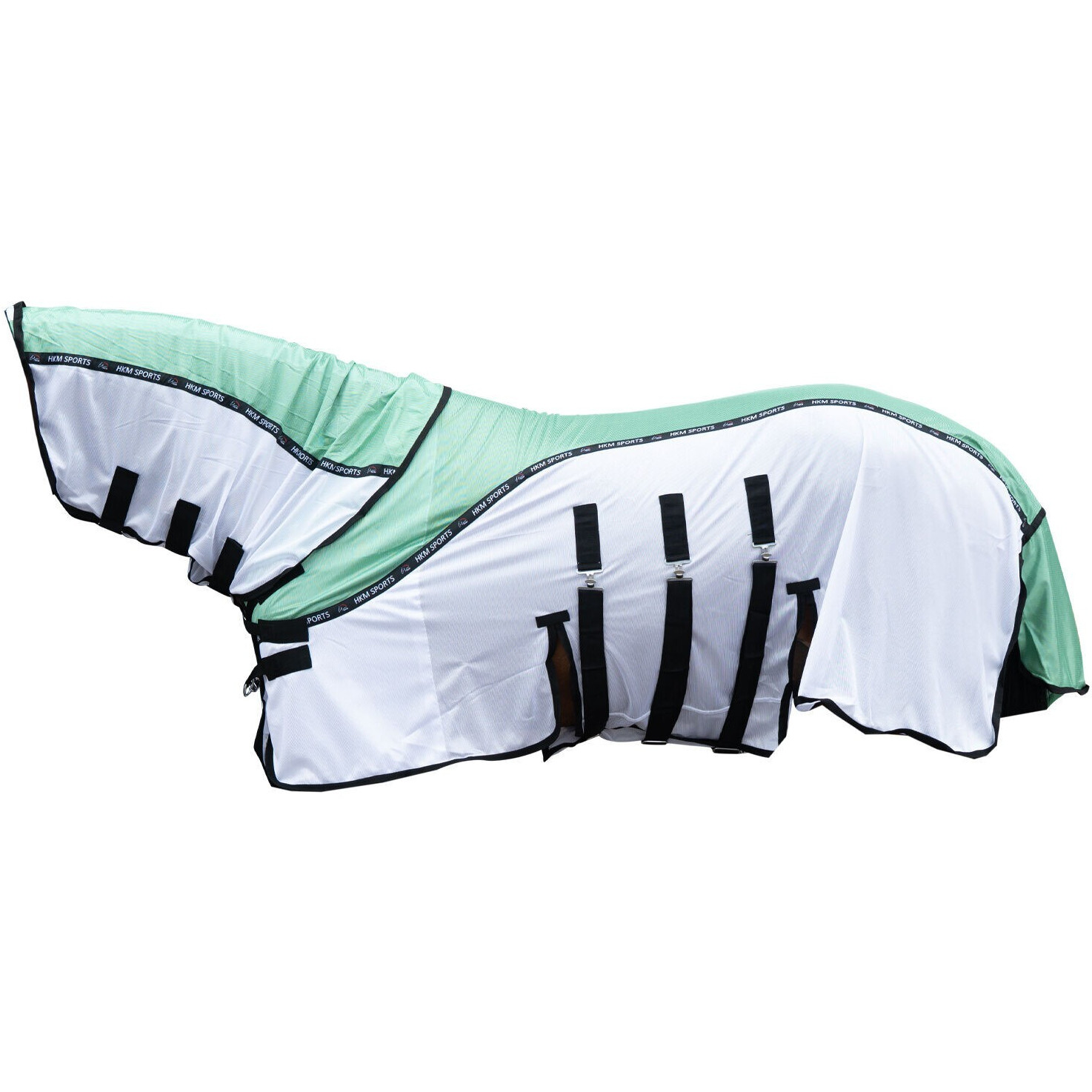 Fliegendecke mit abnehmbarem Halsteil und Bauchlatz LIGHT grün/weiß