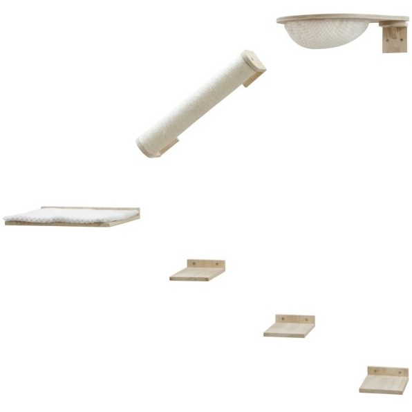 Kletterwand ROCKY für Katzen 6-teilig natur/weiß