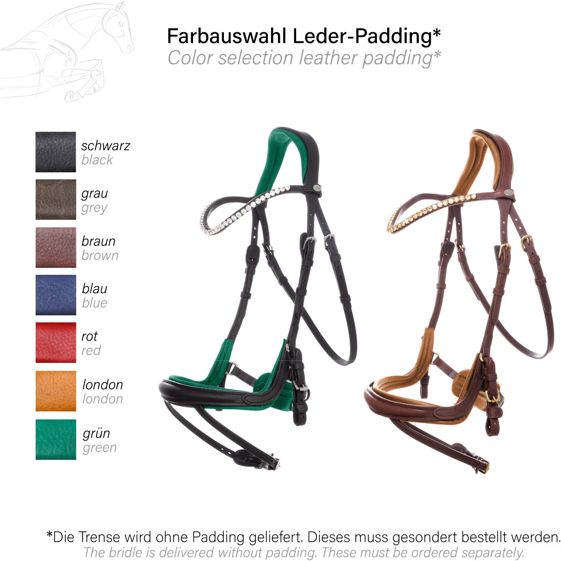 Trensenzaum englisch kombiniert CALIANO CERRA Leder geölt braun/messing