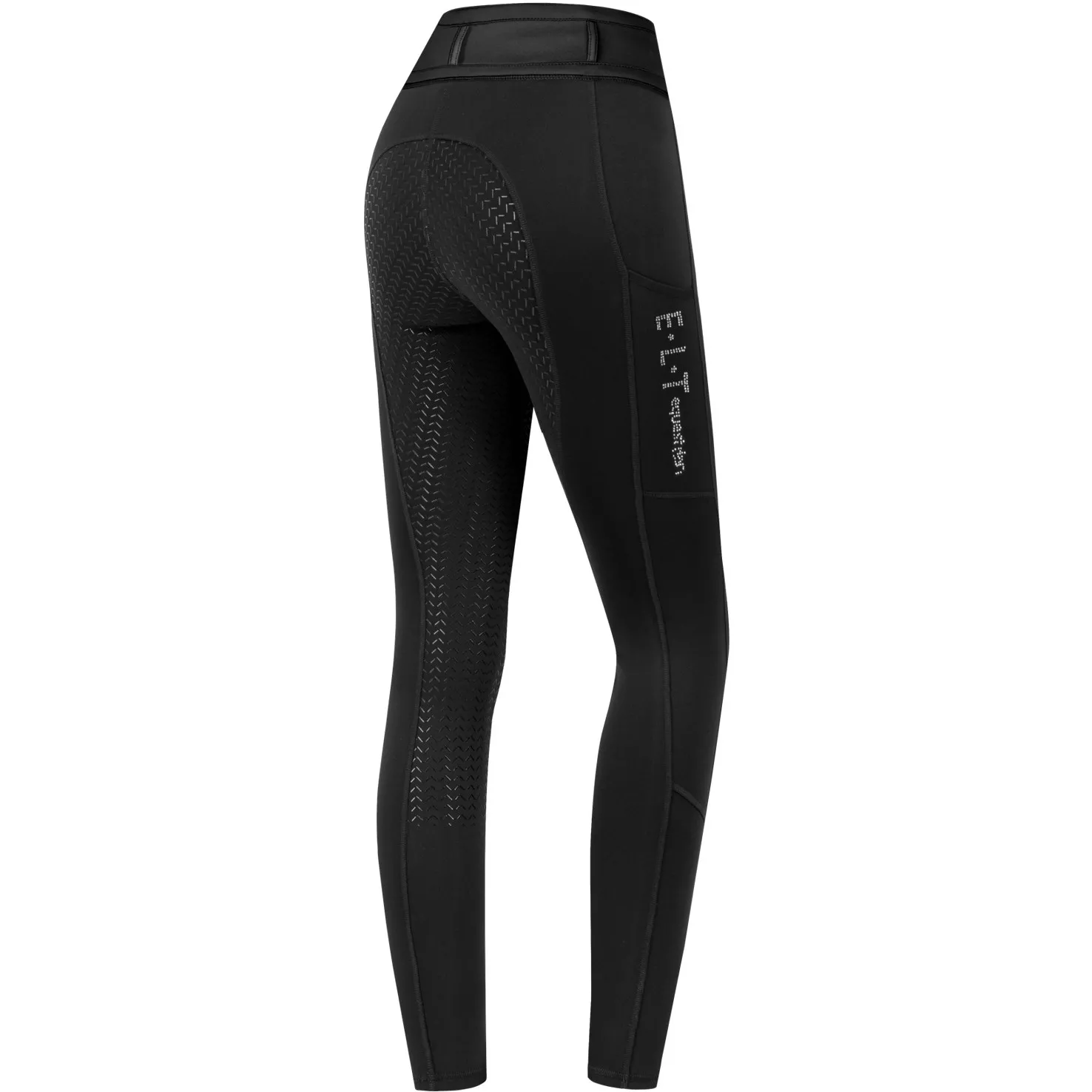 Kinder Reitleggings Silikon Vollbesatz ELLA GLAM schwarz