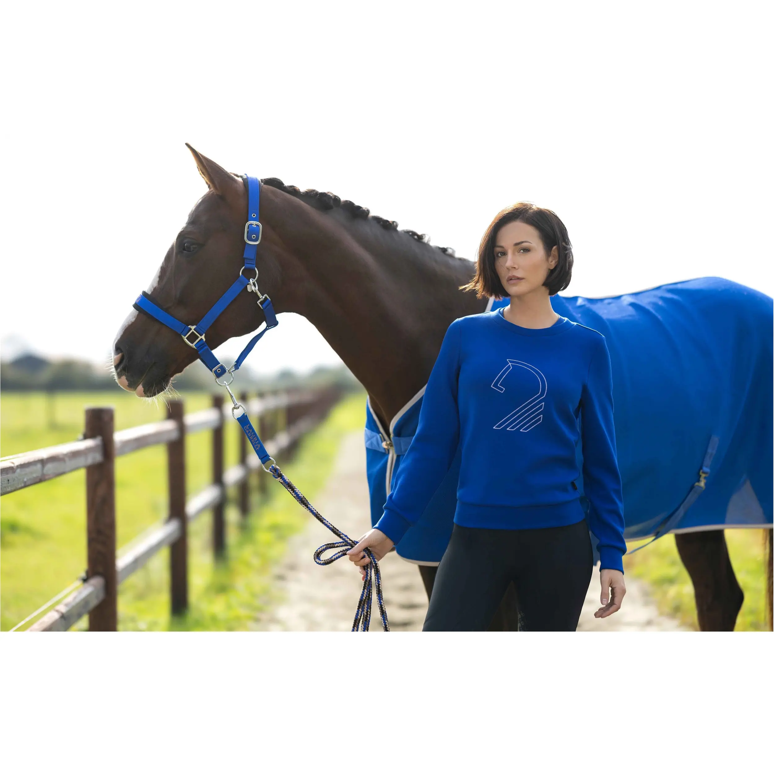 Damen Pullover LIVIGNO HORSE HEAD blau