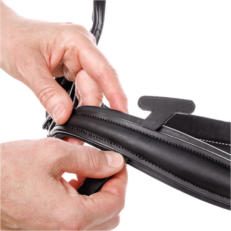 Trensenzaum englisch kombiniert CALIANO CERRA Leder geölt schwarz/silber