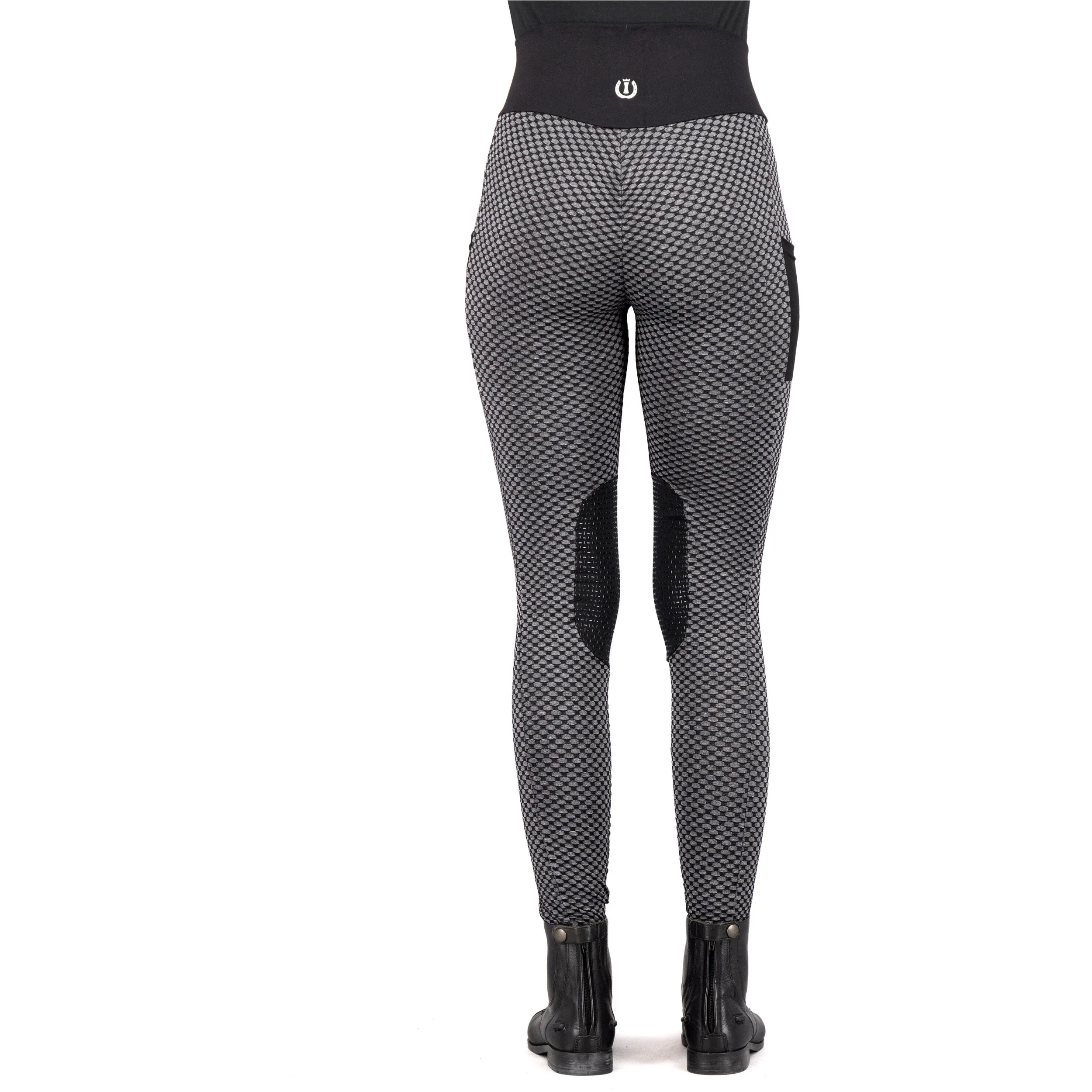 Damen Reitleggings Silikon Kniebesatz IRHDiamond Bubble schwarz