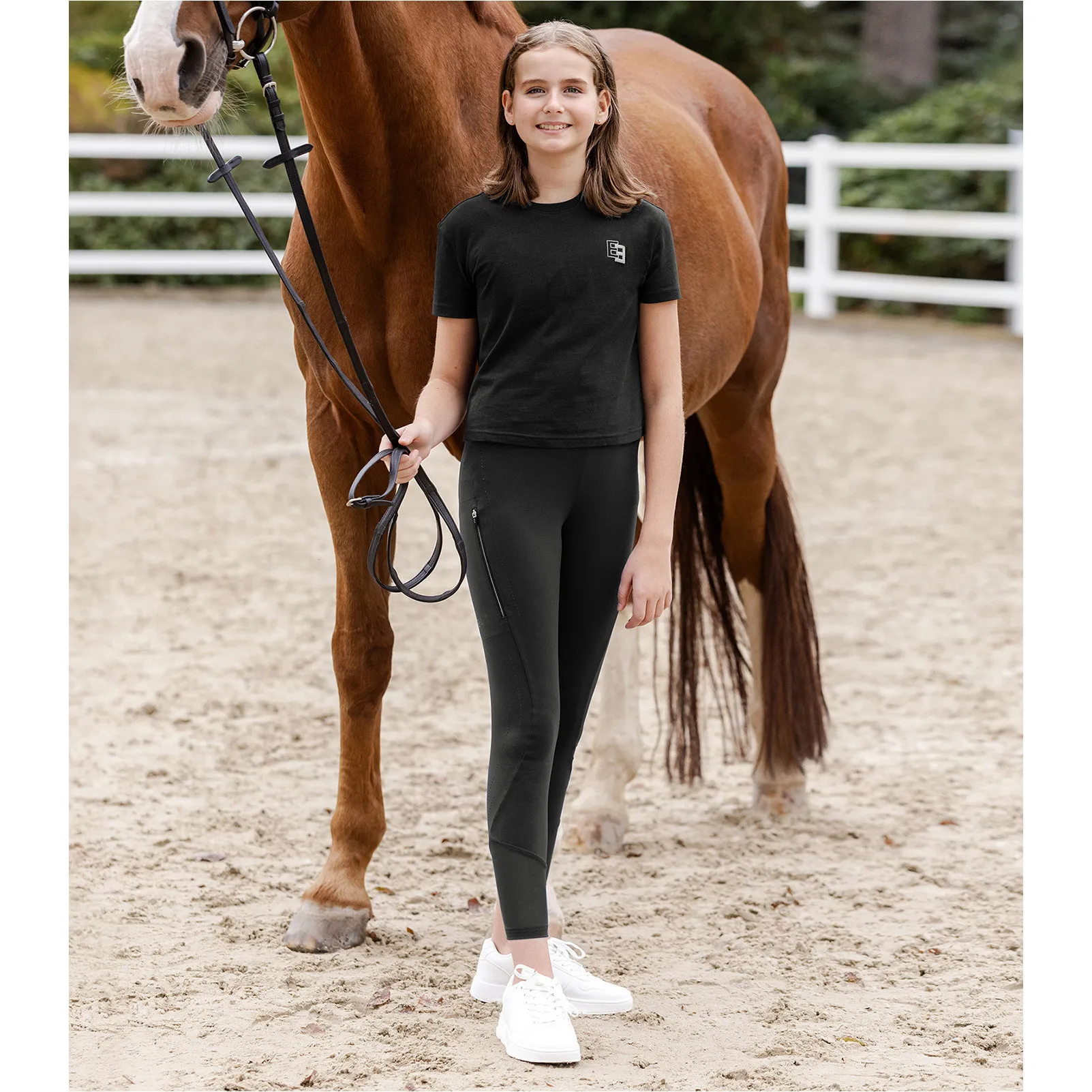 Sommer Kinder Reitleggings Silikon Vollbesatz PIA schwarz