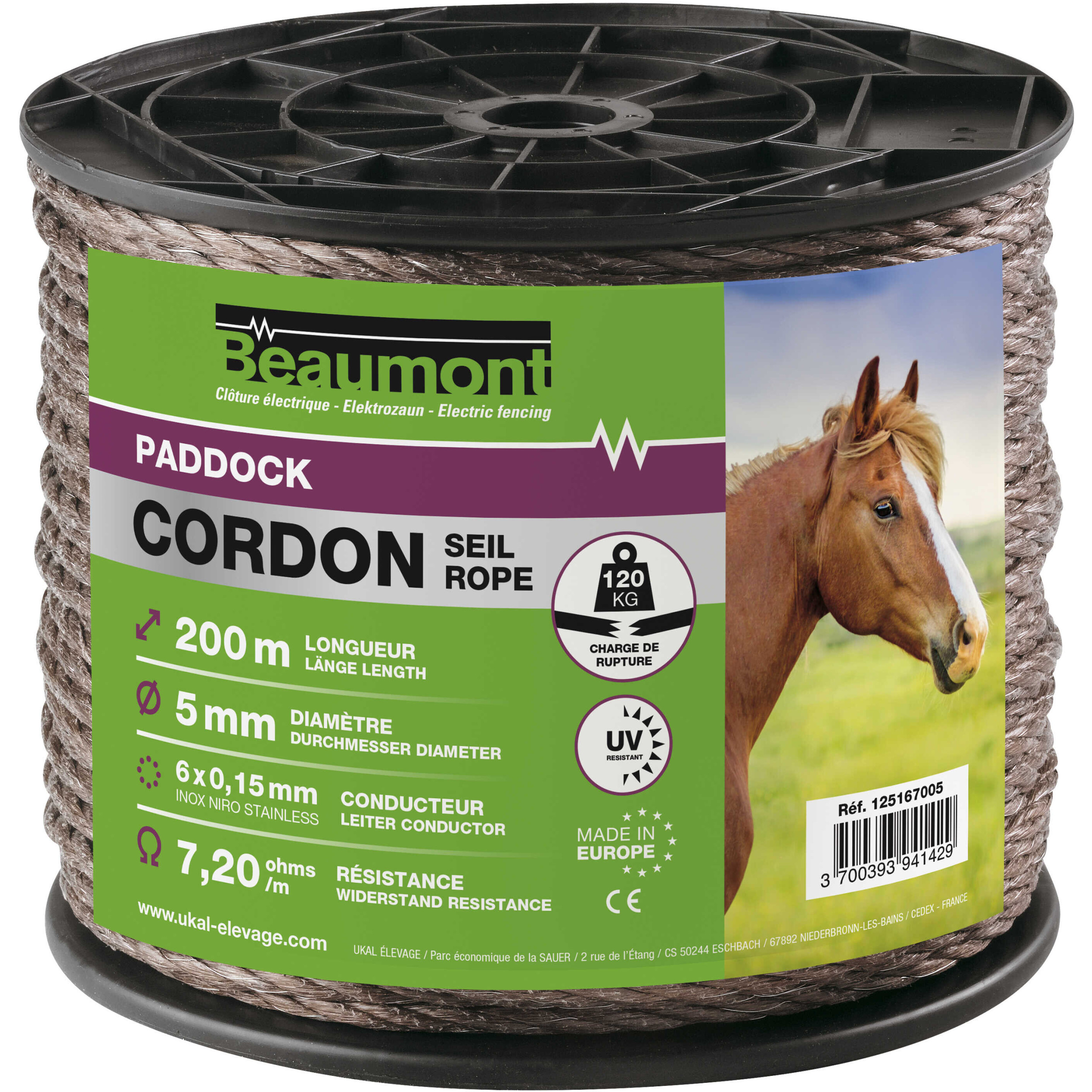 Zaunband Seil Paddock braun 200m/5mm