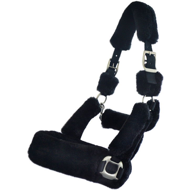 Transporthalfter mit Kunstfell Vegan schwarz Transporthalfter mit Kunstfell Vegan schwarz