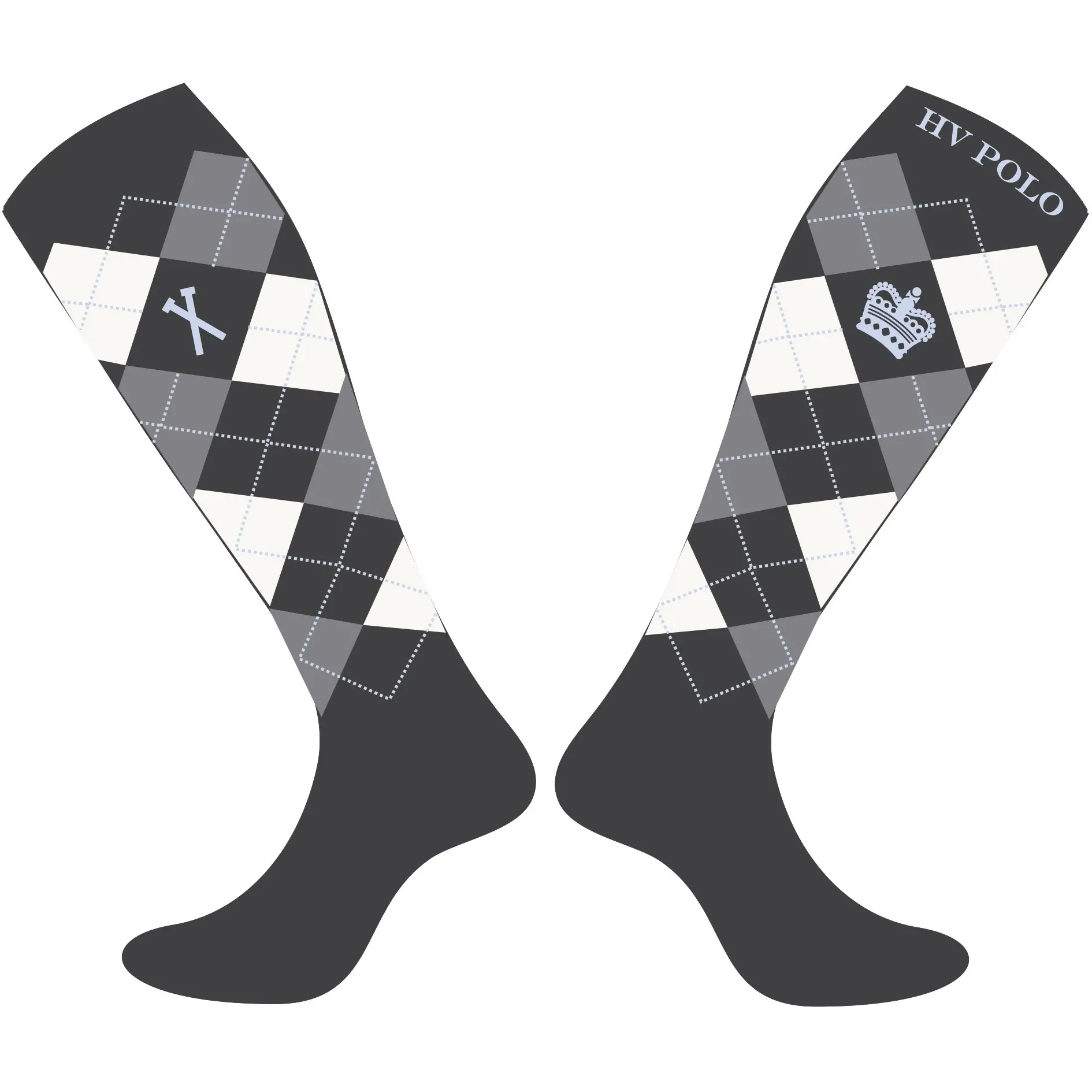 Damen Reitsocken HVPArgyle charcoal melange/grey melange/soft blue