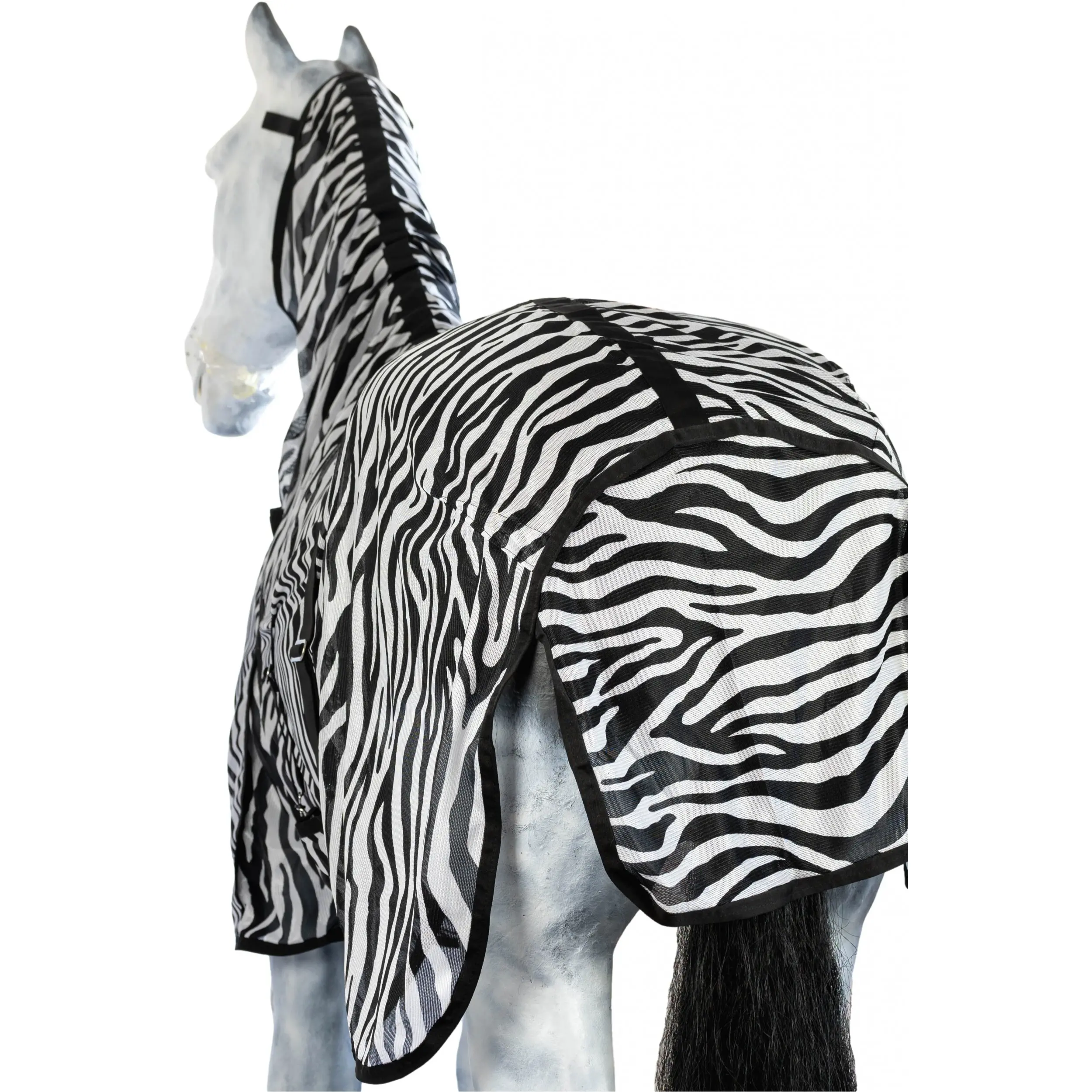 Fliegendecke mit Halsteil und Bauchlatz ZEBRA schwarz/weiß