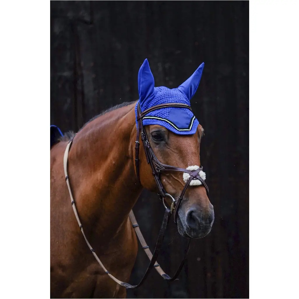 Fliegenohrenhaube mit Strass DOMINO königsblau Fliegenohrenhaube mit Strass DOMINO königsblau