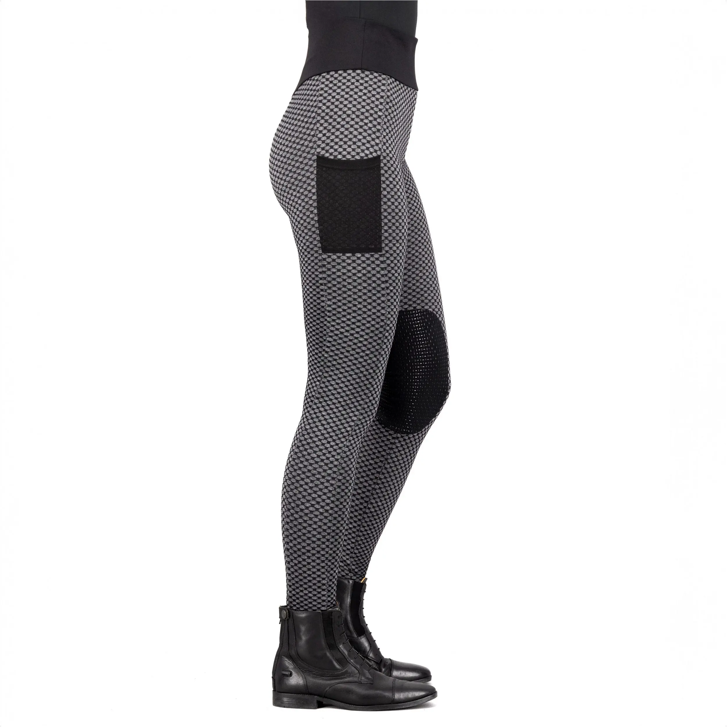 Damen Reitleggings Silikon Kniebesatz IRHDiamond Bubble schwarz