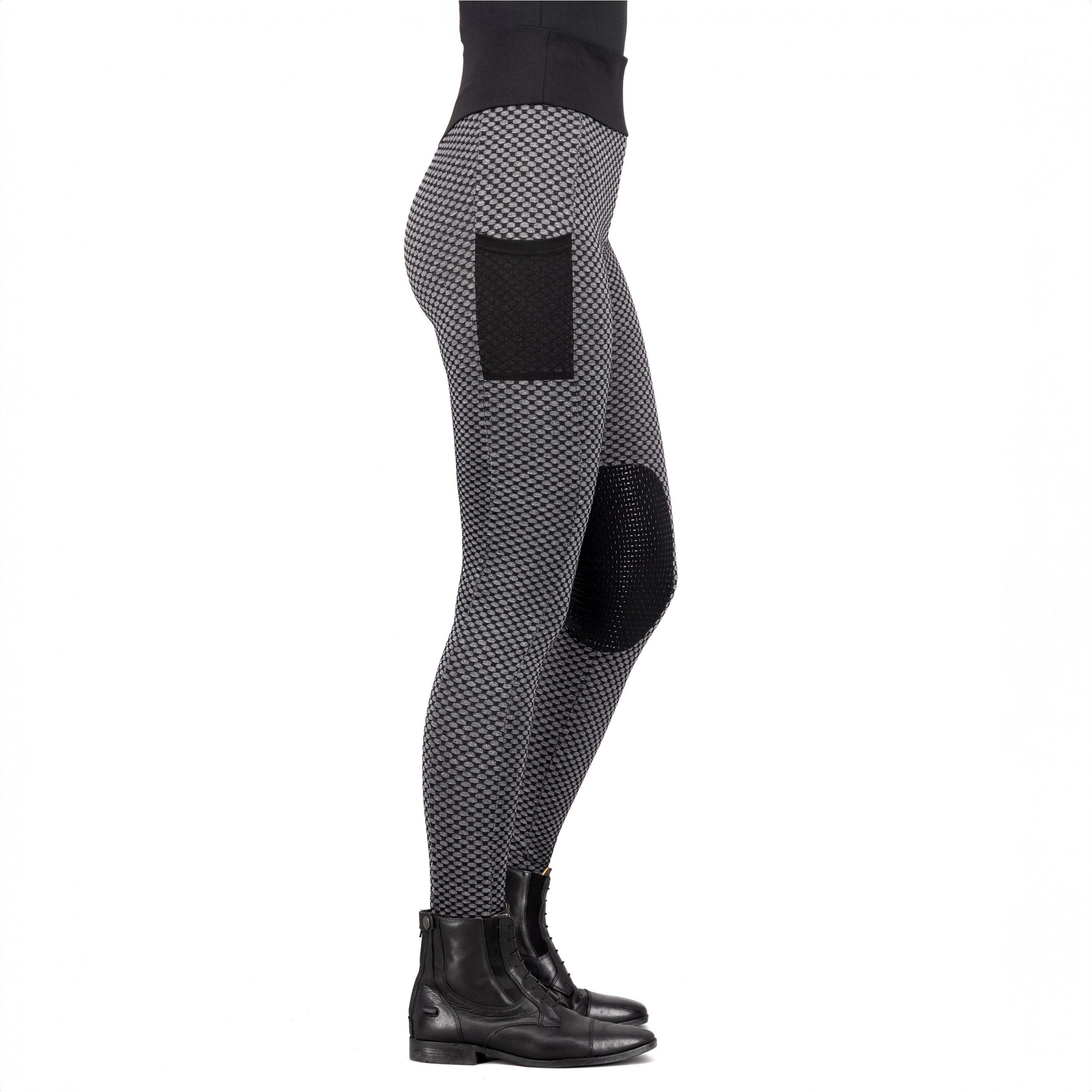 Damen Reitleggings Silikon Kniebesatz IRHDiamond Bubble schwarz