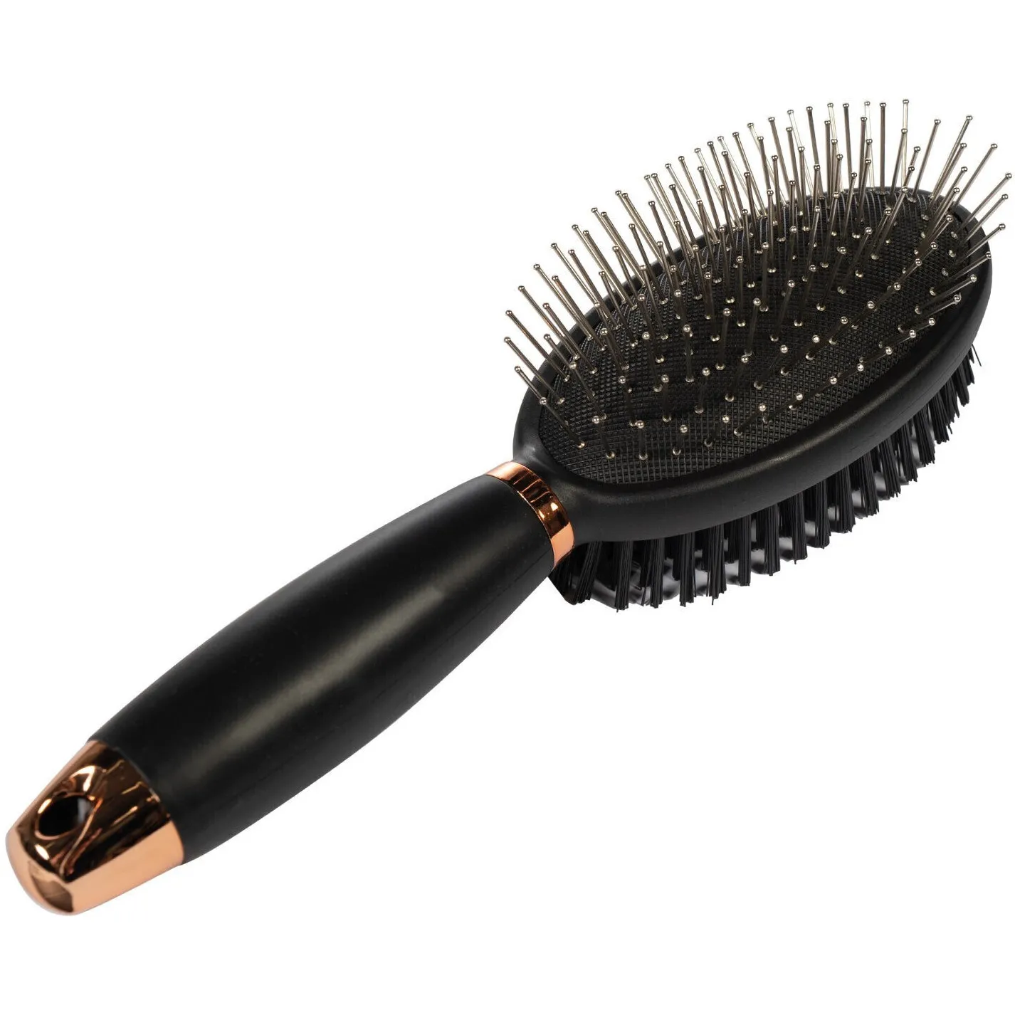 Schweif- und Mähnenbürste mit Gelgriff zweiseitig schwarz/rosegold