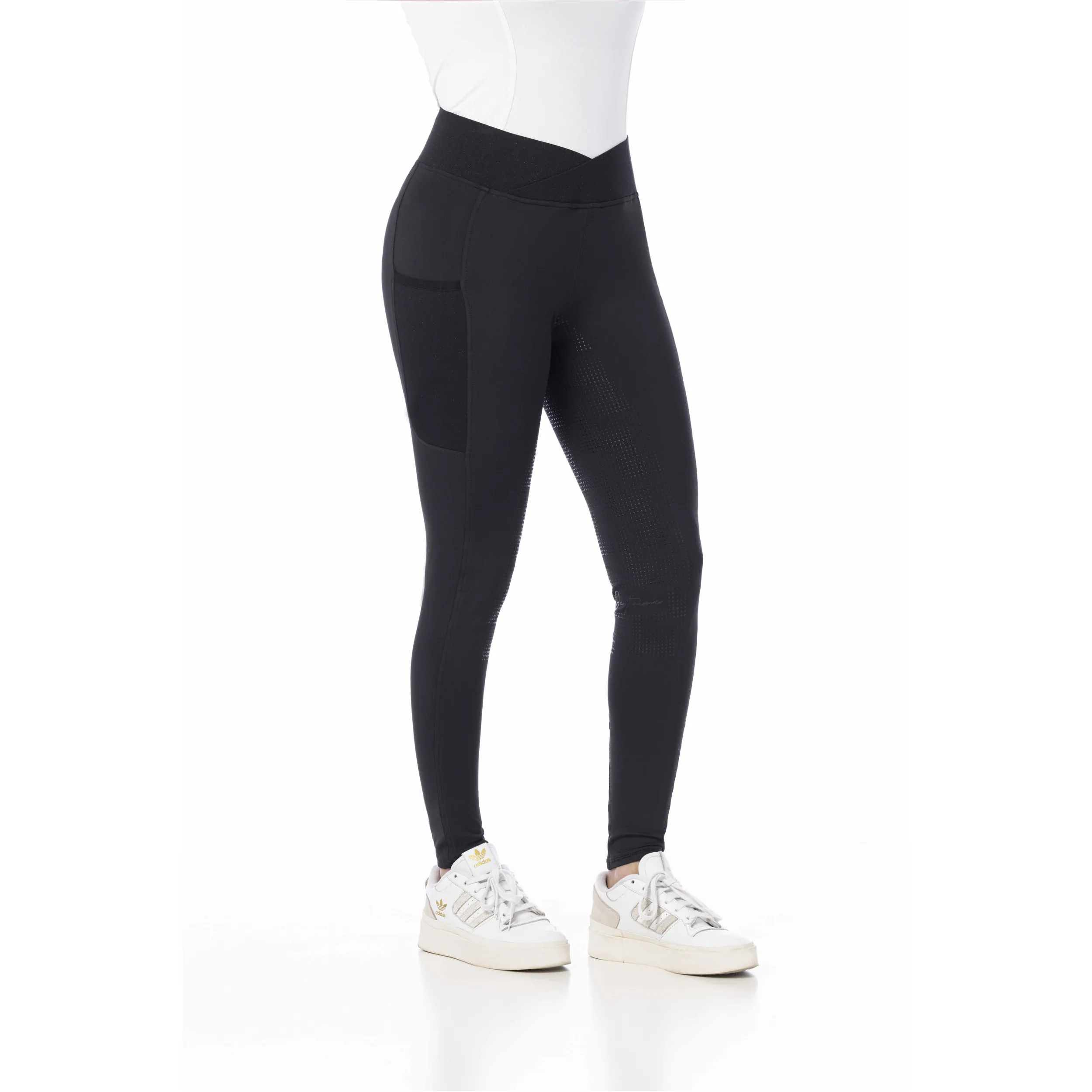 Damen Reitleggings Silikon Vollbesatz FLORA Kreuzbund schwarz