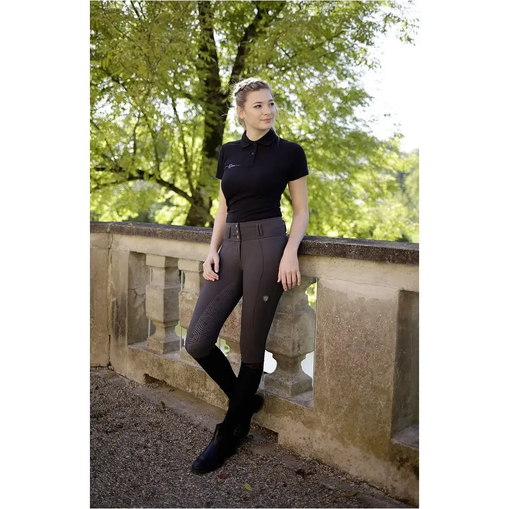 Damen Reithose Silikon Vollbesatz HIGHWAIST Hochbund dunkelgrau