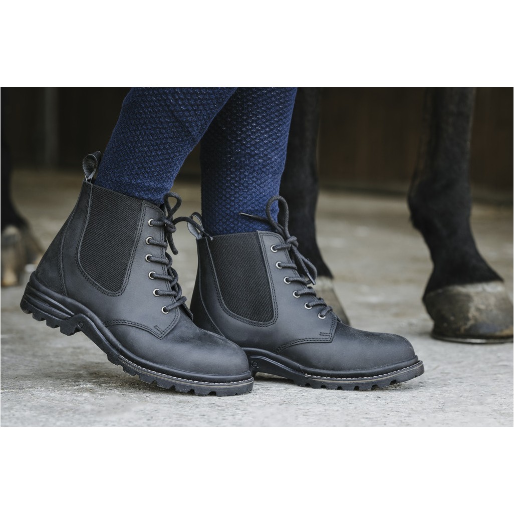 Reitstiefeletten mit Schnürung SECU Echtleder schwarz
