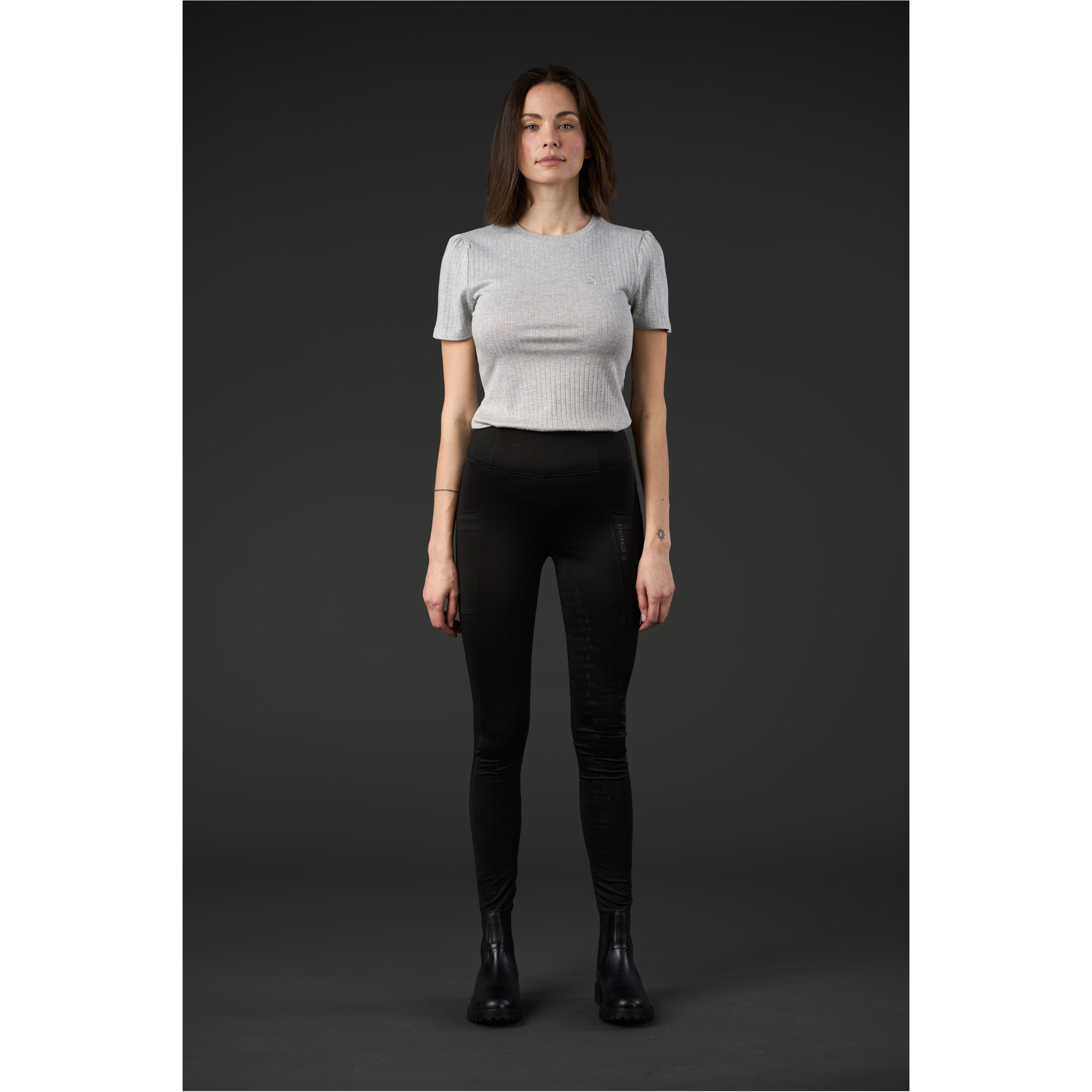 Damen Reitleggings Silikon Vollbesatz schwarz