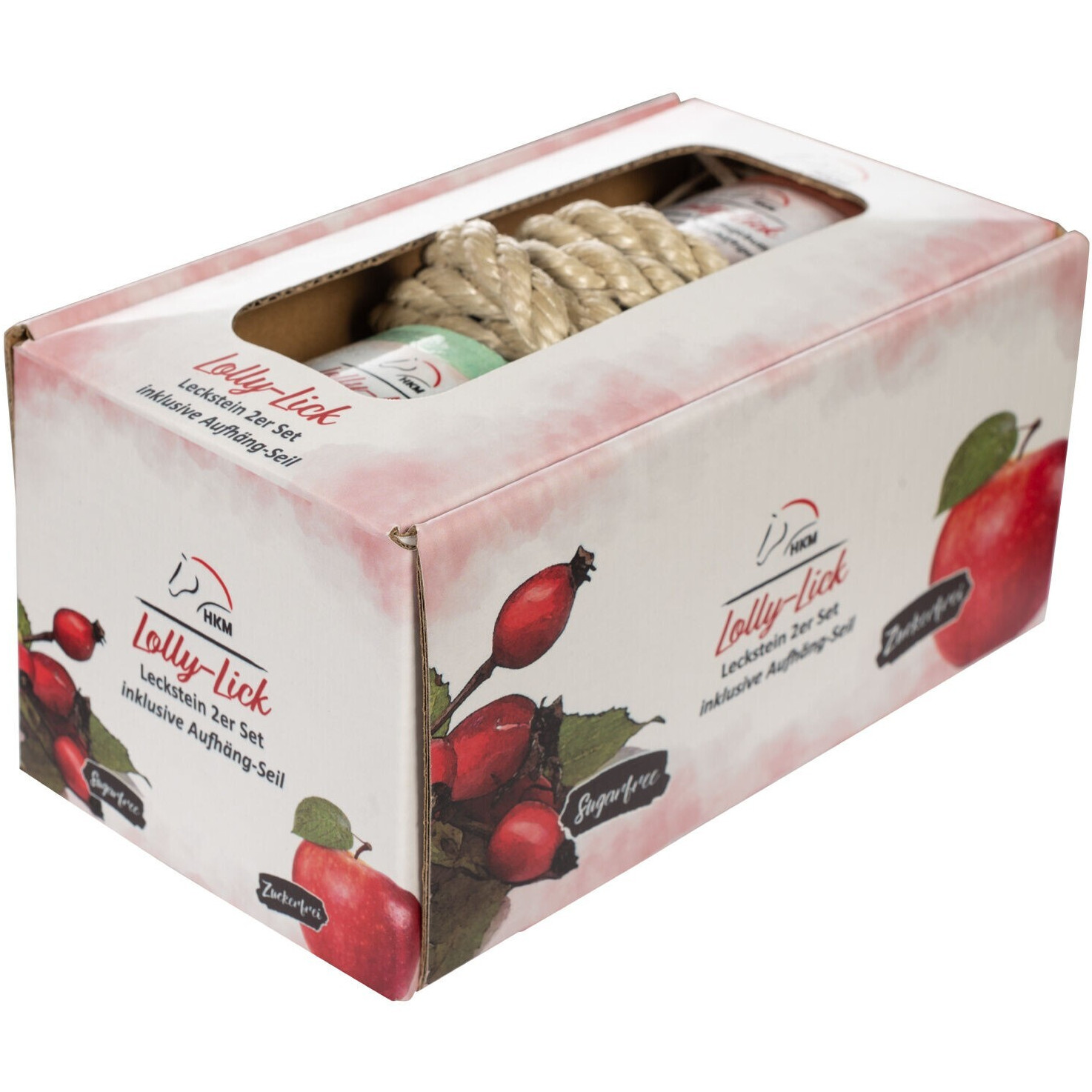 Leckstein (2er Set) inkl. Aufhäng-Seil LOLLY LICK Hagebutte/Apfel