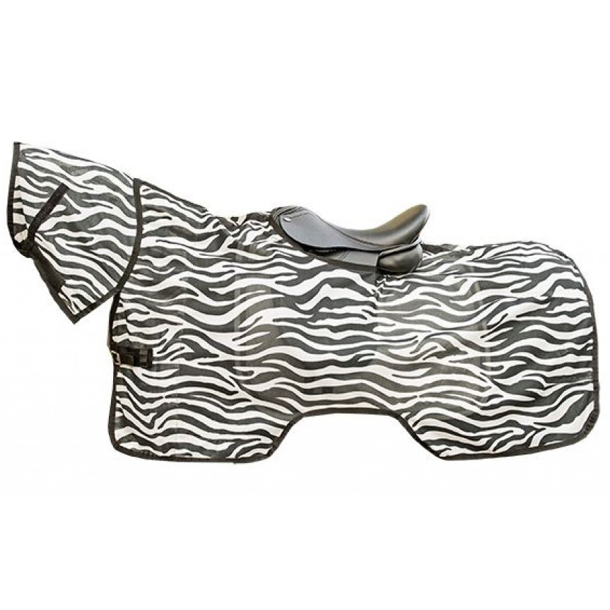 Fliegenausreitdecke mit Halsteil ZEBRA weiß/schwarz