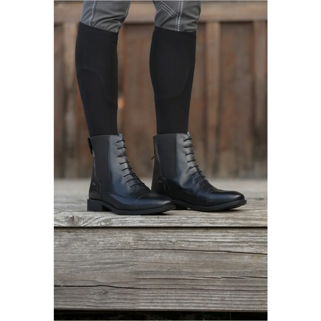 Winter Kinder Reitstiefeletten LACETS Leder schwarz
