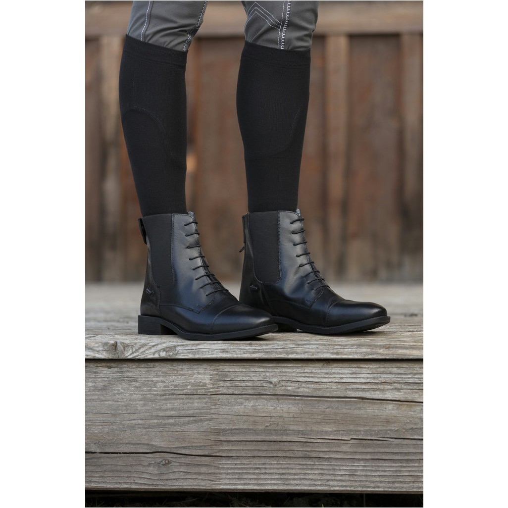 Winter Kinder Reitstiefeletten LACETS Leder schwarz